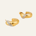 17.7 mm Chubby Gold Half-Hoop Earrings with Diamond Detail