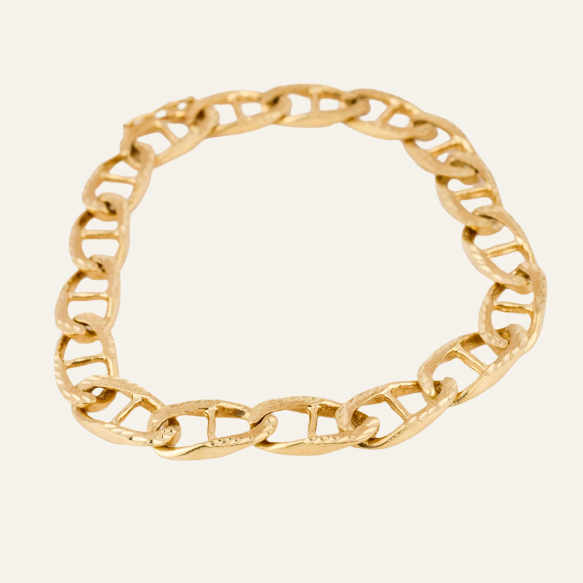 8" Gold Flat Link Mariner Chain Bracelet