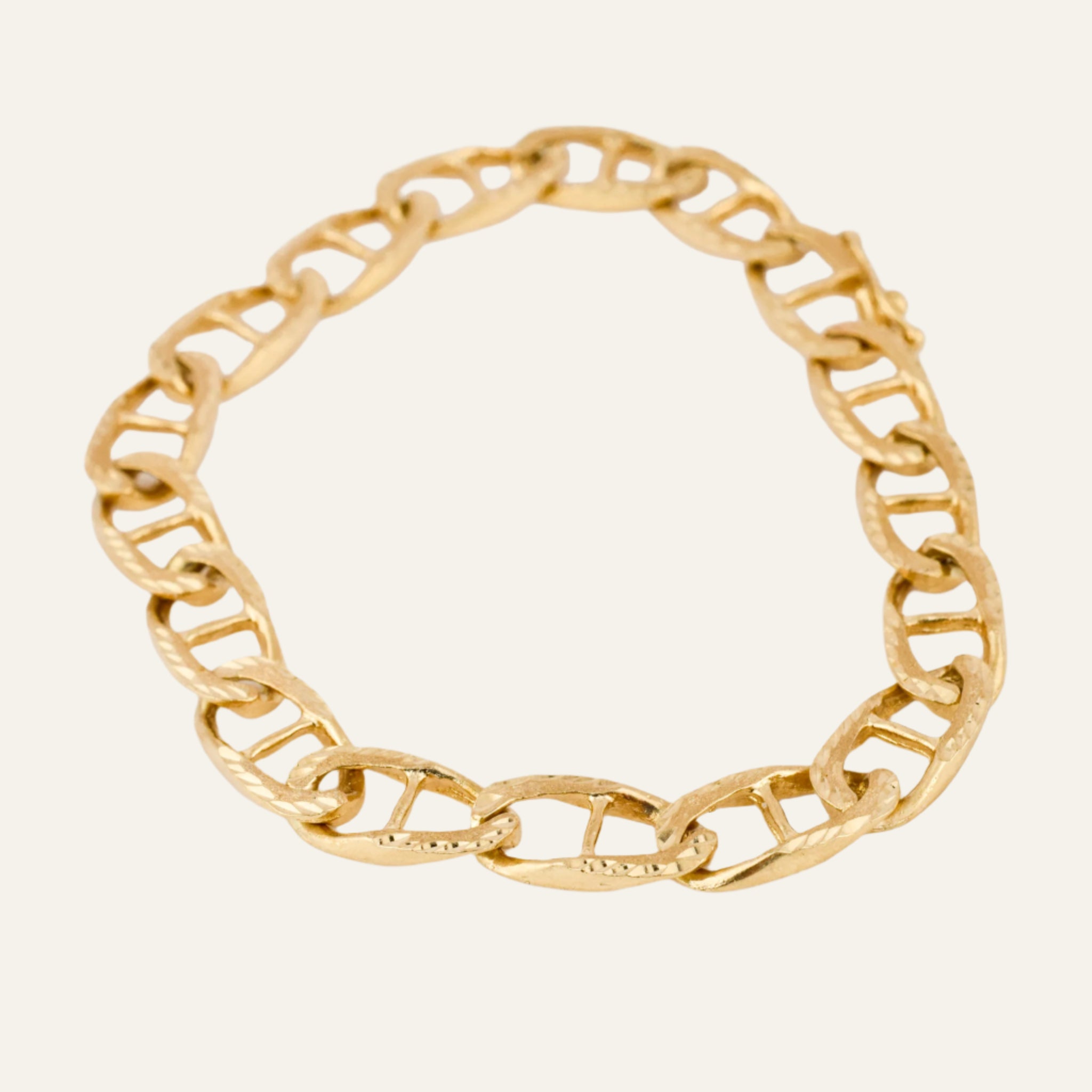 8" Gold Flat Link Mariner Chain Bracelet
