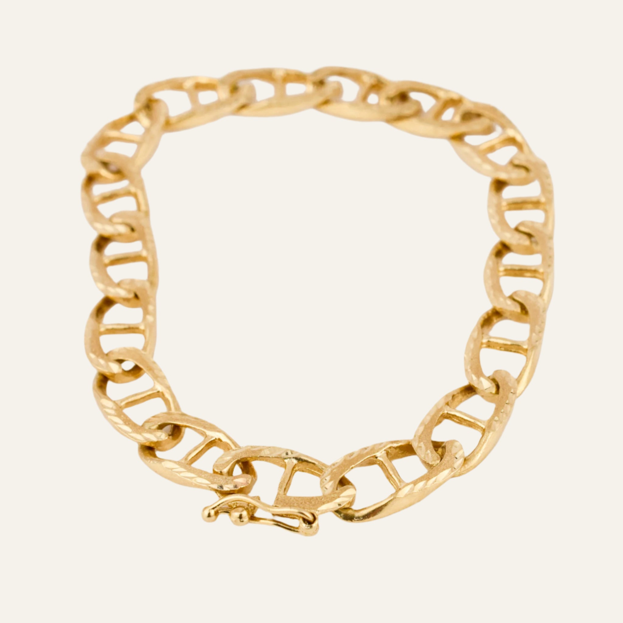 8" Gold Flat Link Mariner Chain Bracelet