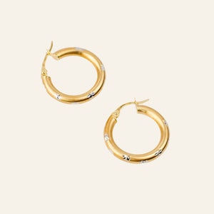 vintage 22mm Star Etched Hoops