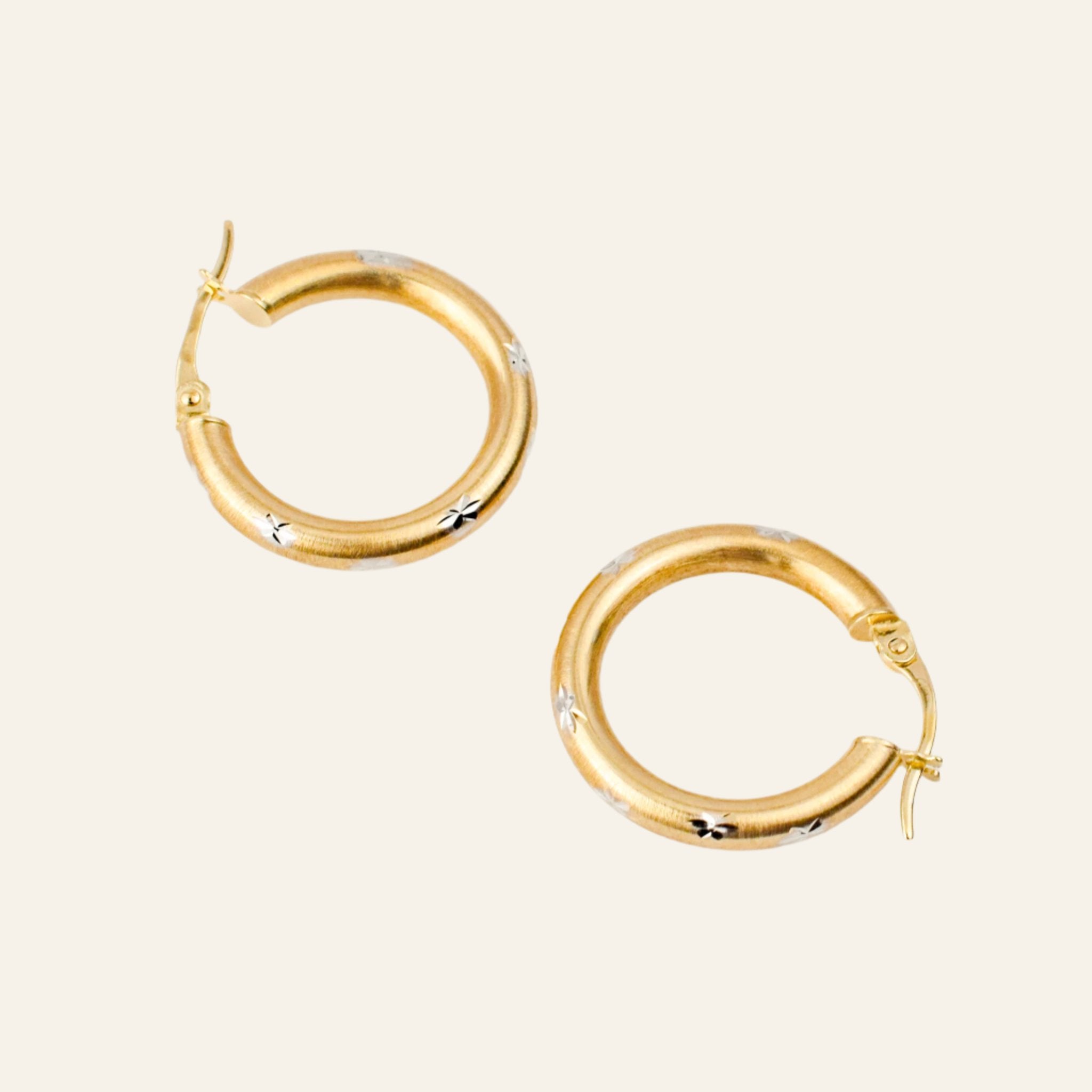 vintage 22mm Star Etched Hoops