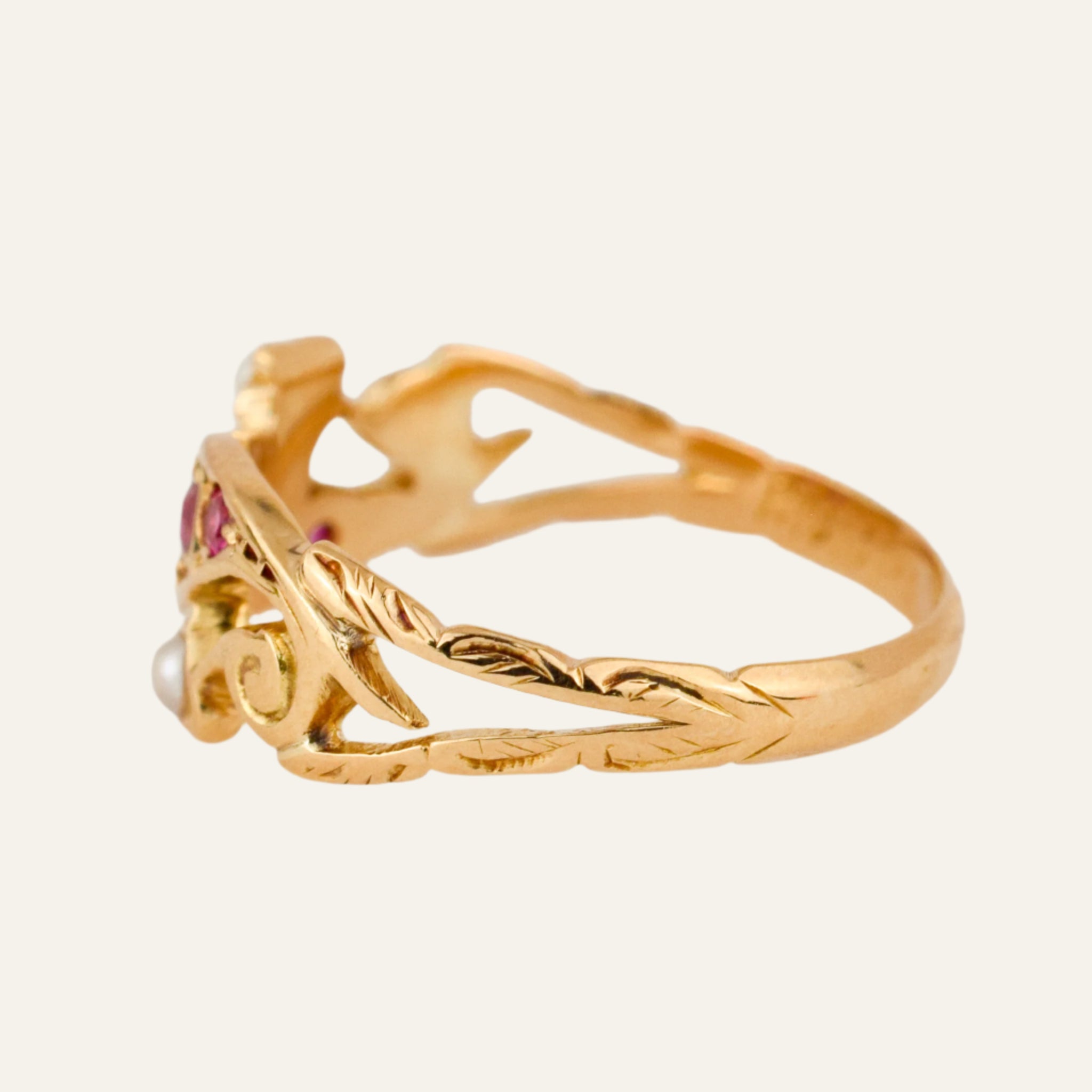 Antique Ruby and Seed Pearl Band