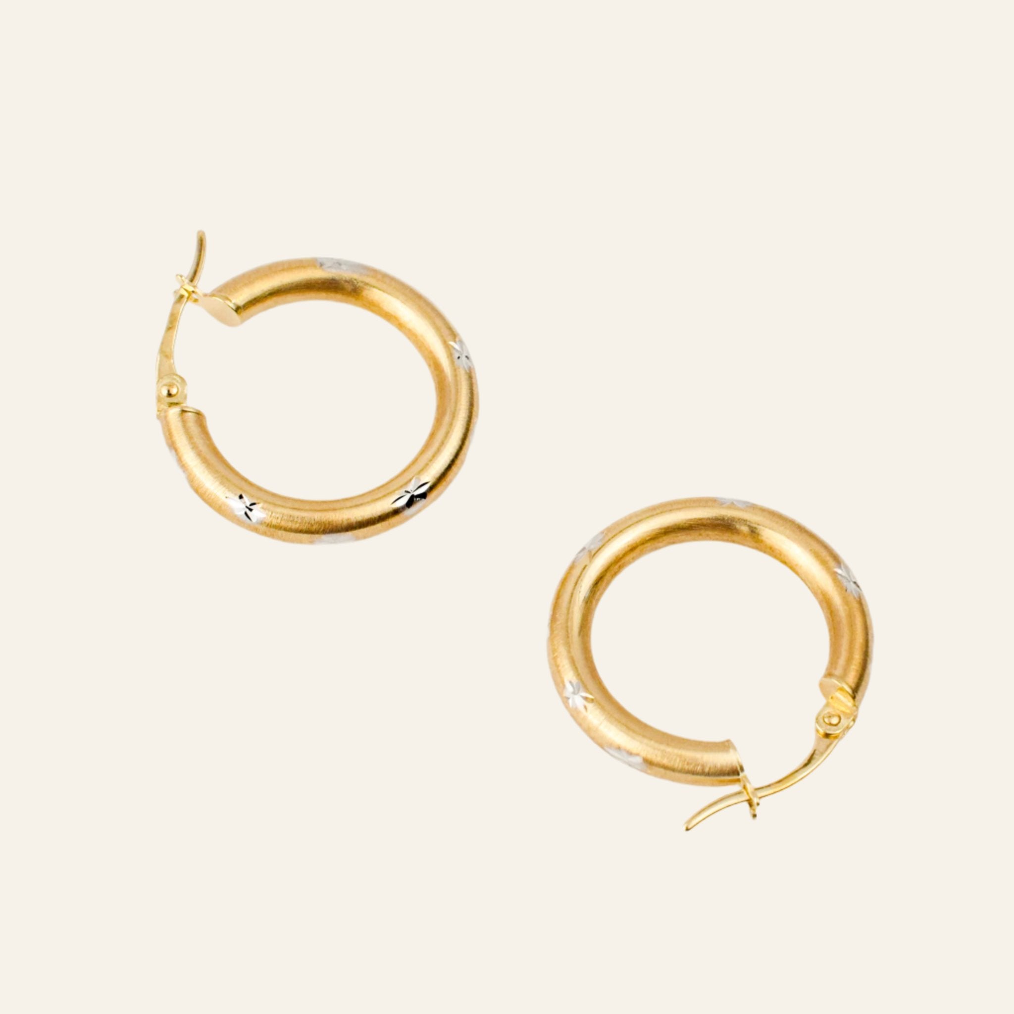 vintage 22mm Star Etched Hoops