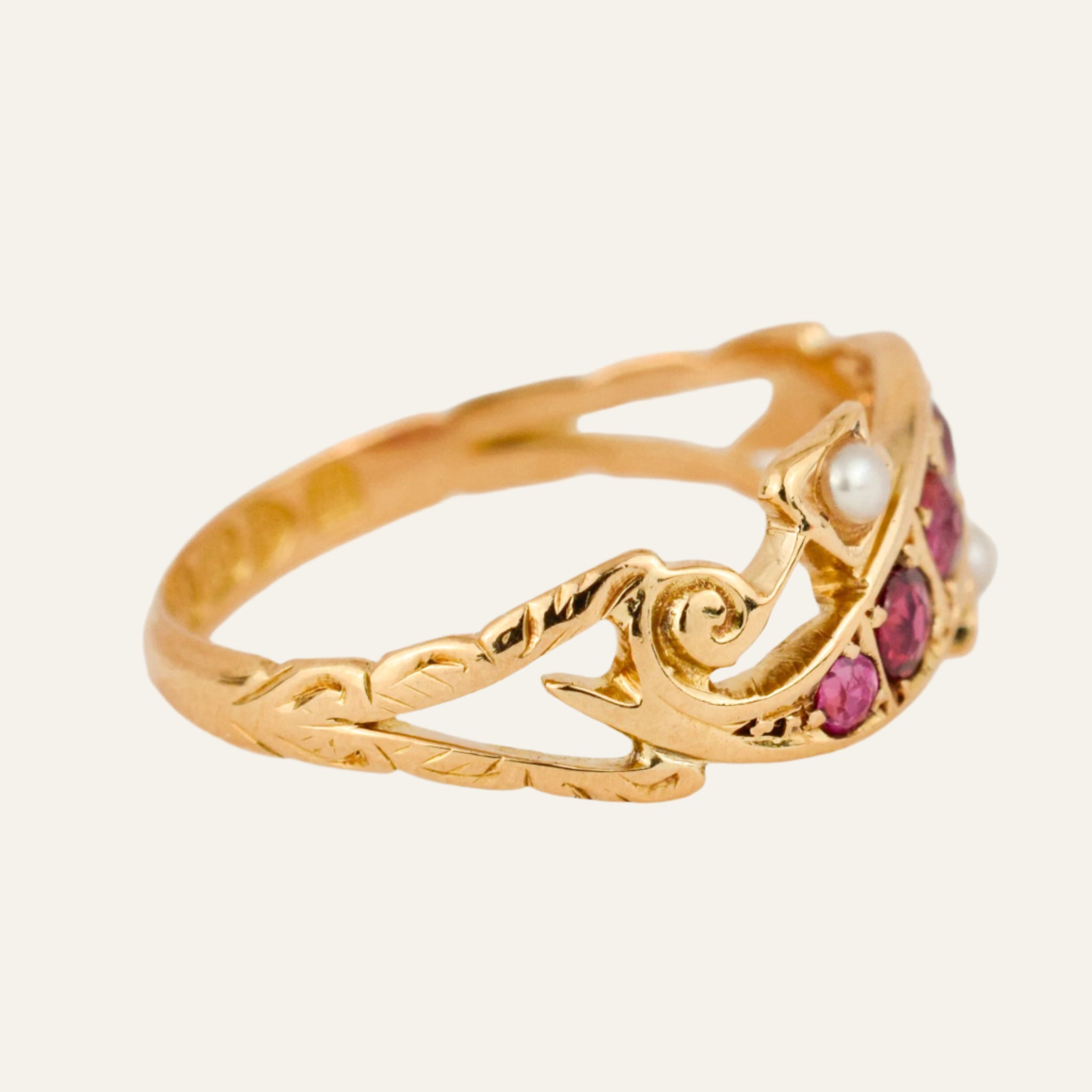 Antique Ruby and Seed Pearl Band