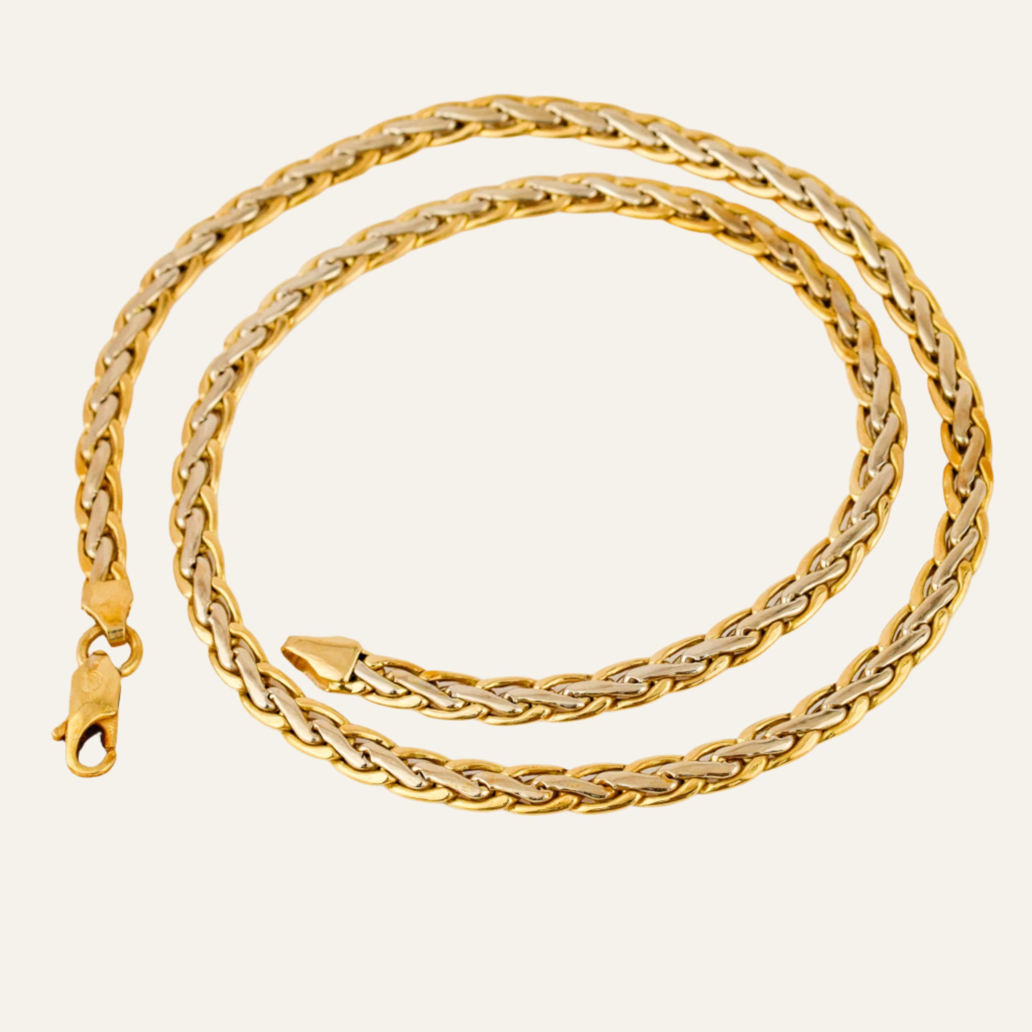 16" Two-Tone Gold Braided Chain Necklace