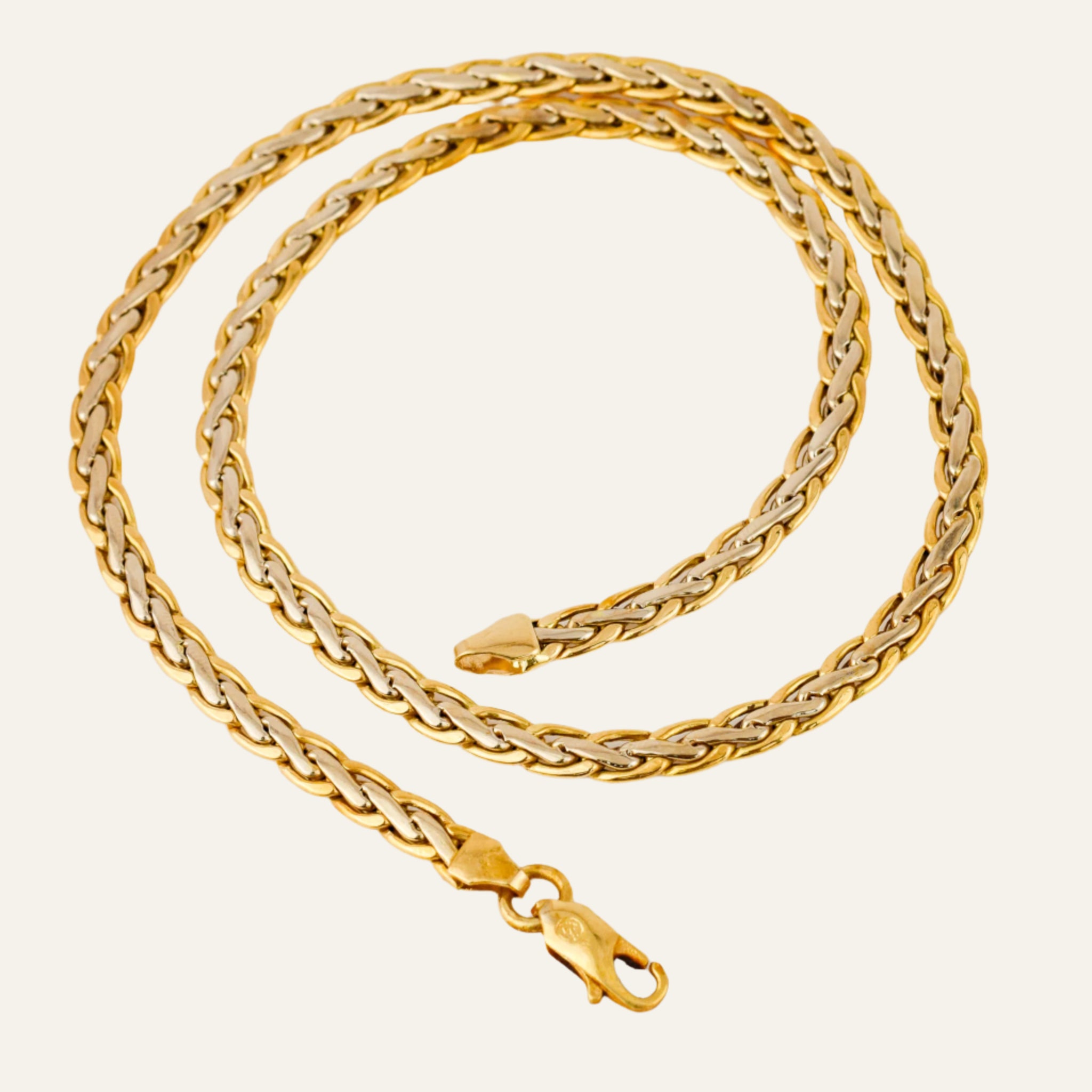 16" Two-Tone Gold Braided Chain Necklace