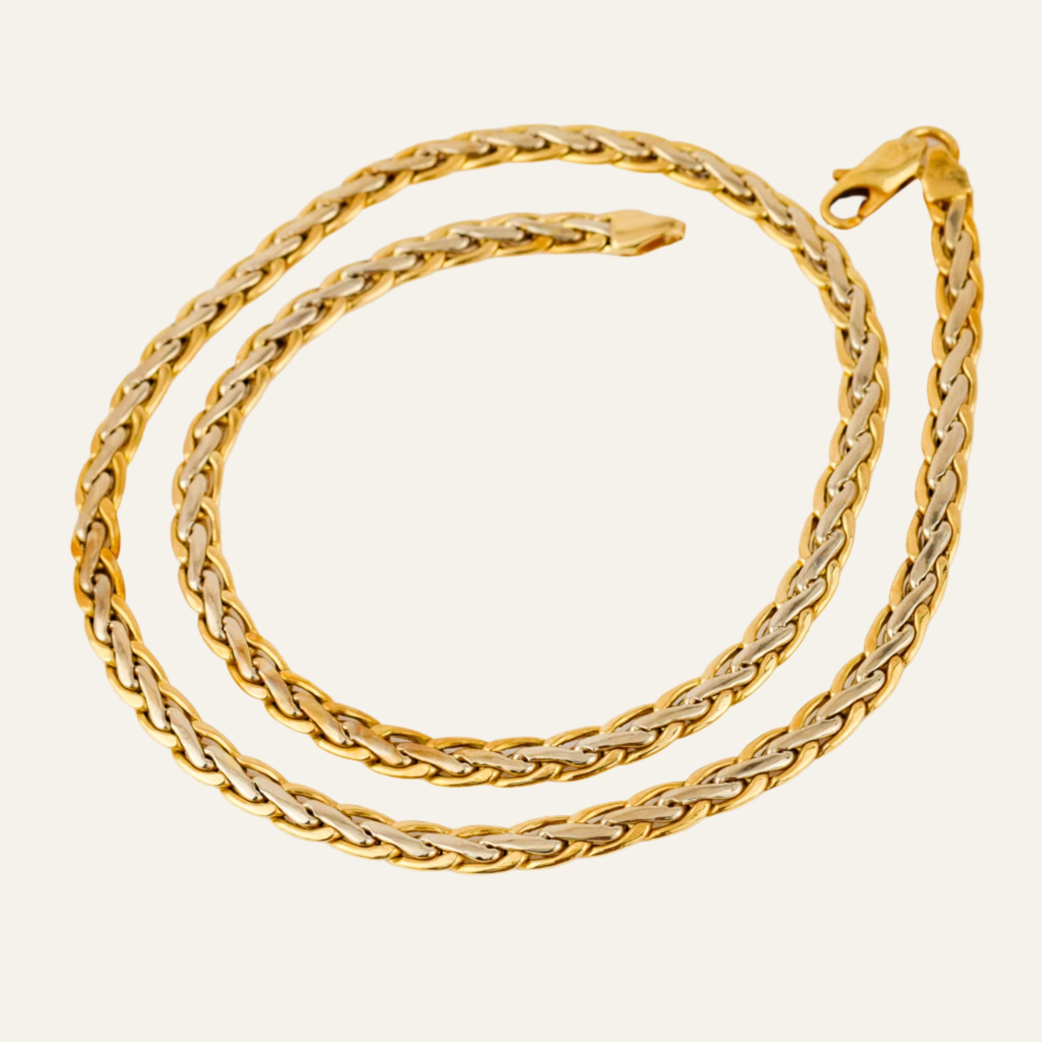 16" Two-Tone Gold Braided Chain Necklace