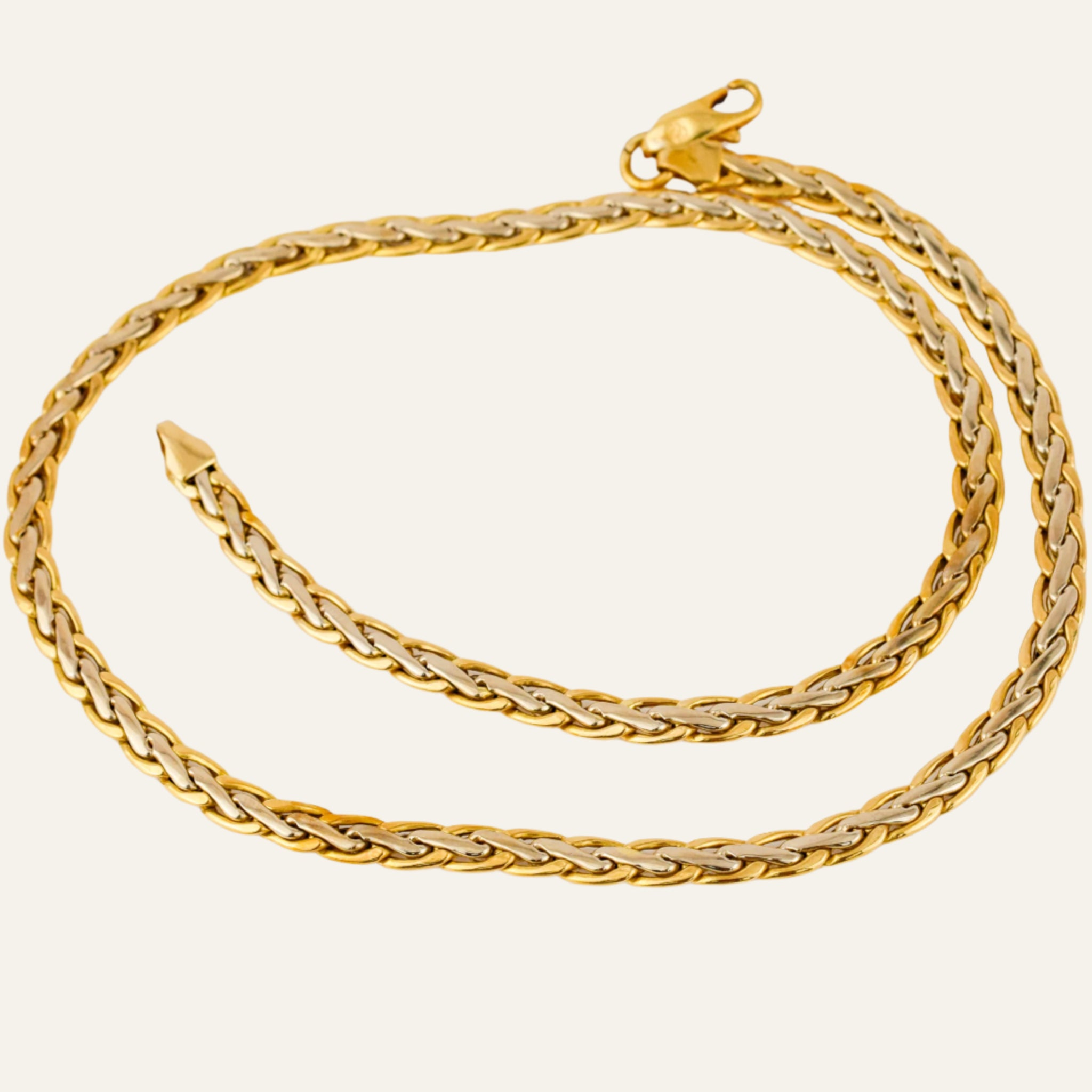 16" Two-Tone Gold Braided Chain Necklace