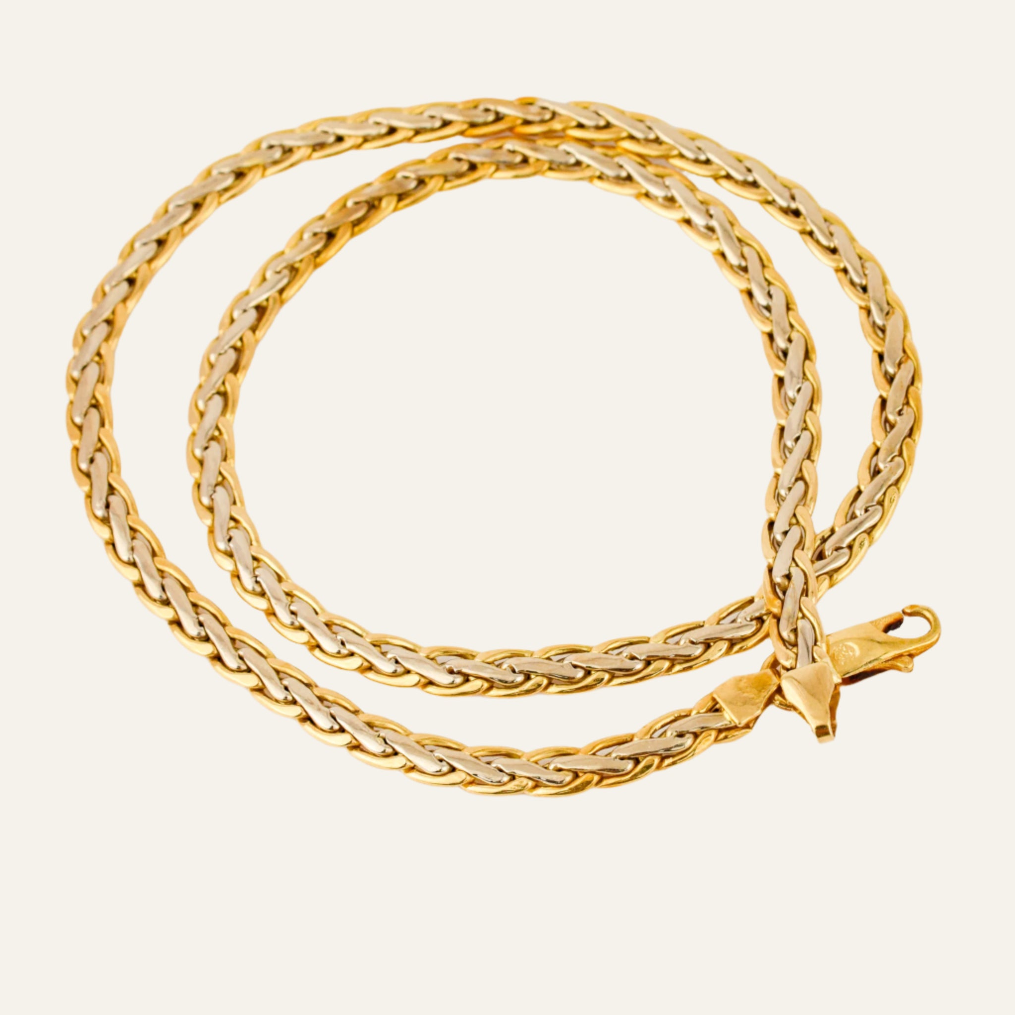 16" Two-Tone Gold Braided Chain Necklace