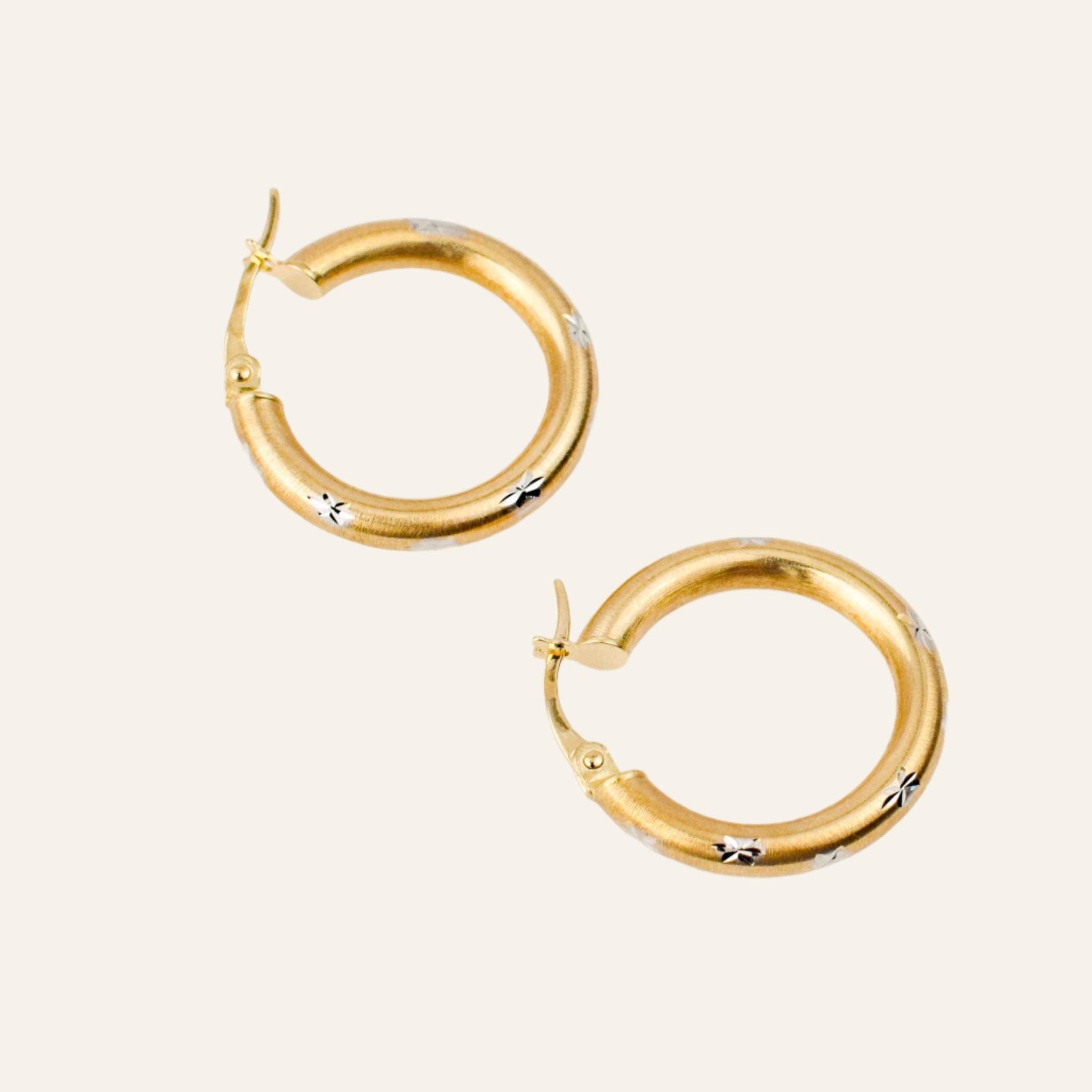 vintage 22mm Star Etched Hoops