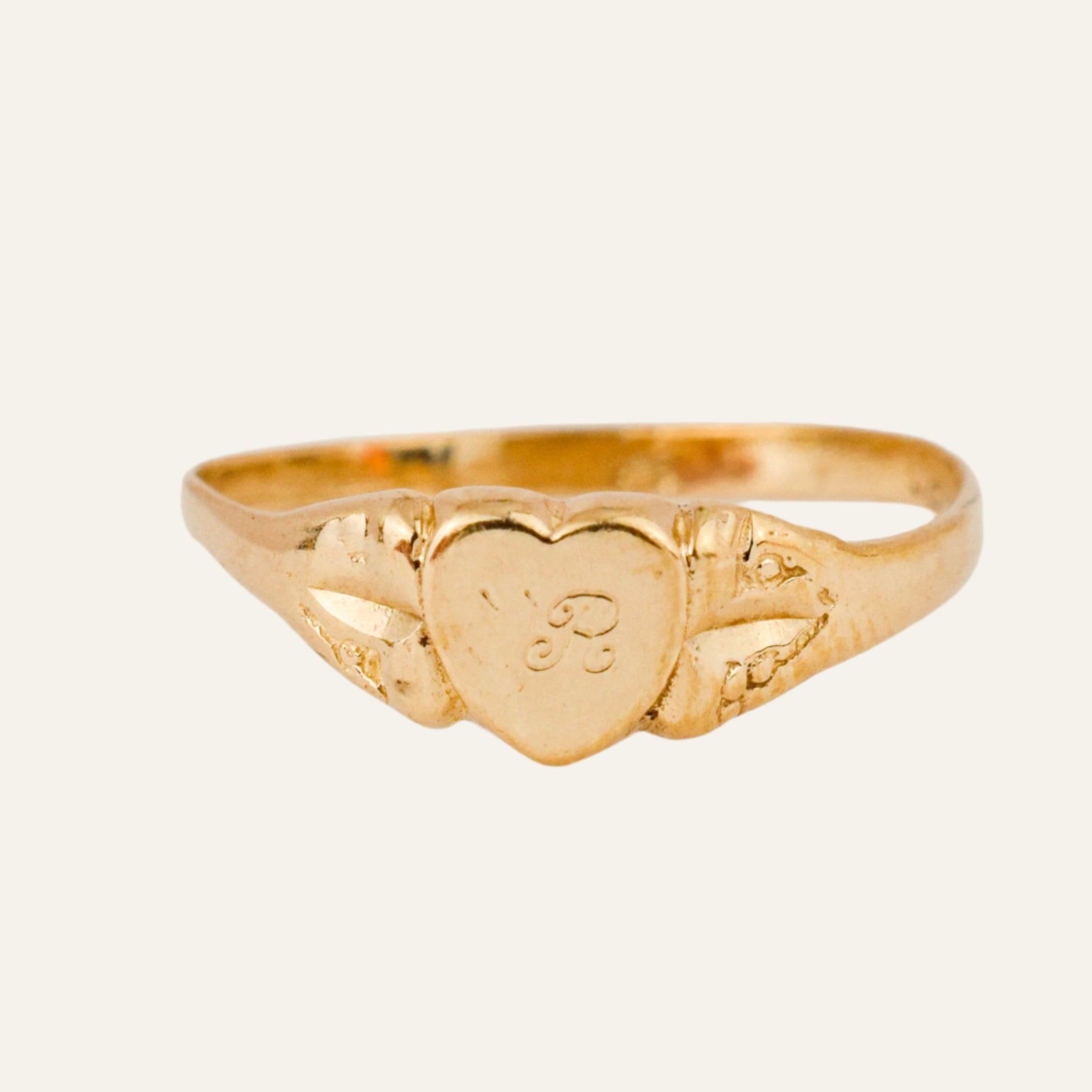'R' Heart Signet Ring