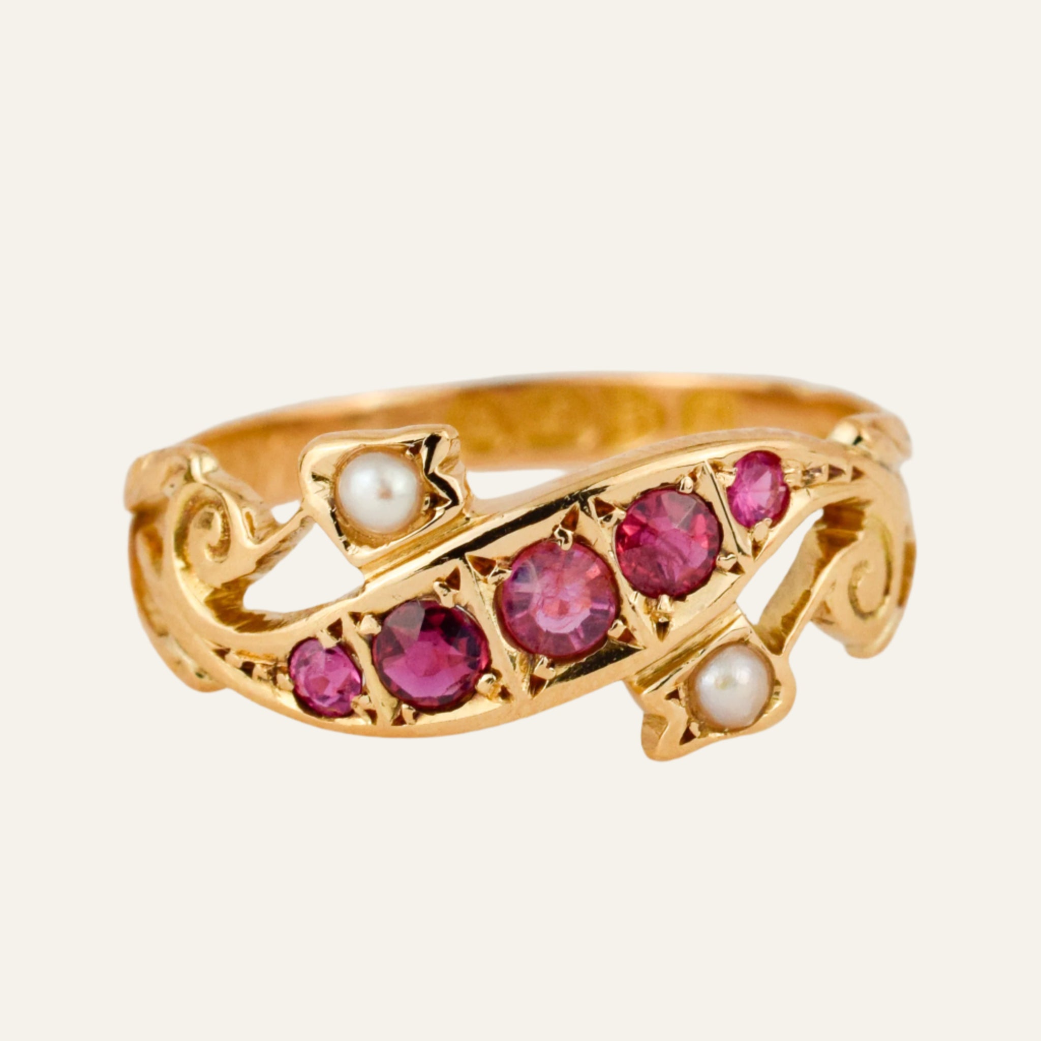 Antique Ruby and Seed Pearl Band