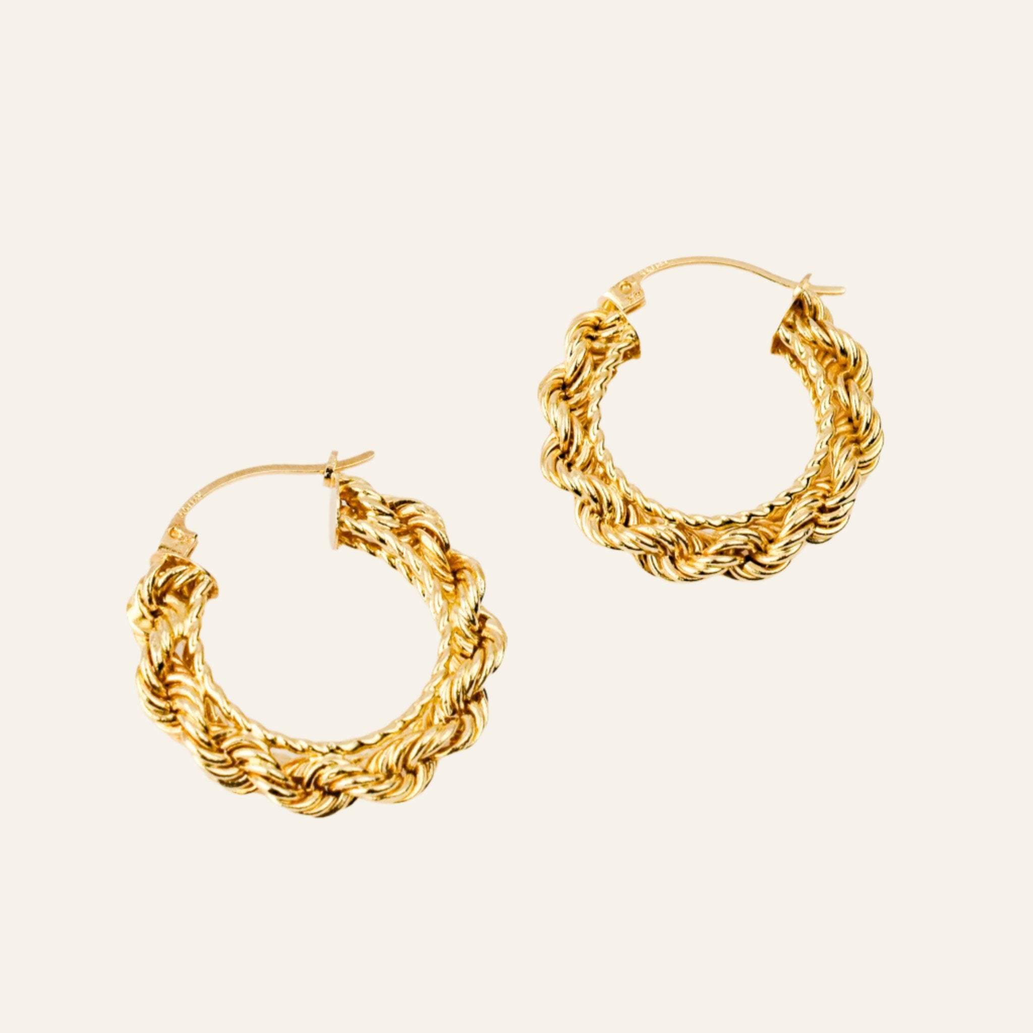 24 mm Rope Gold Hoop Earrings