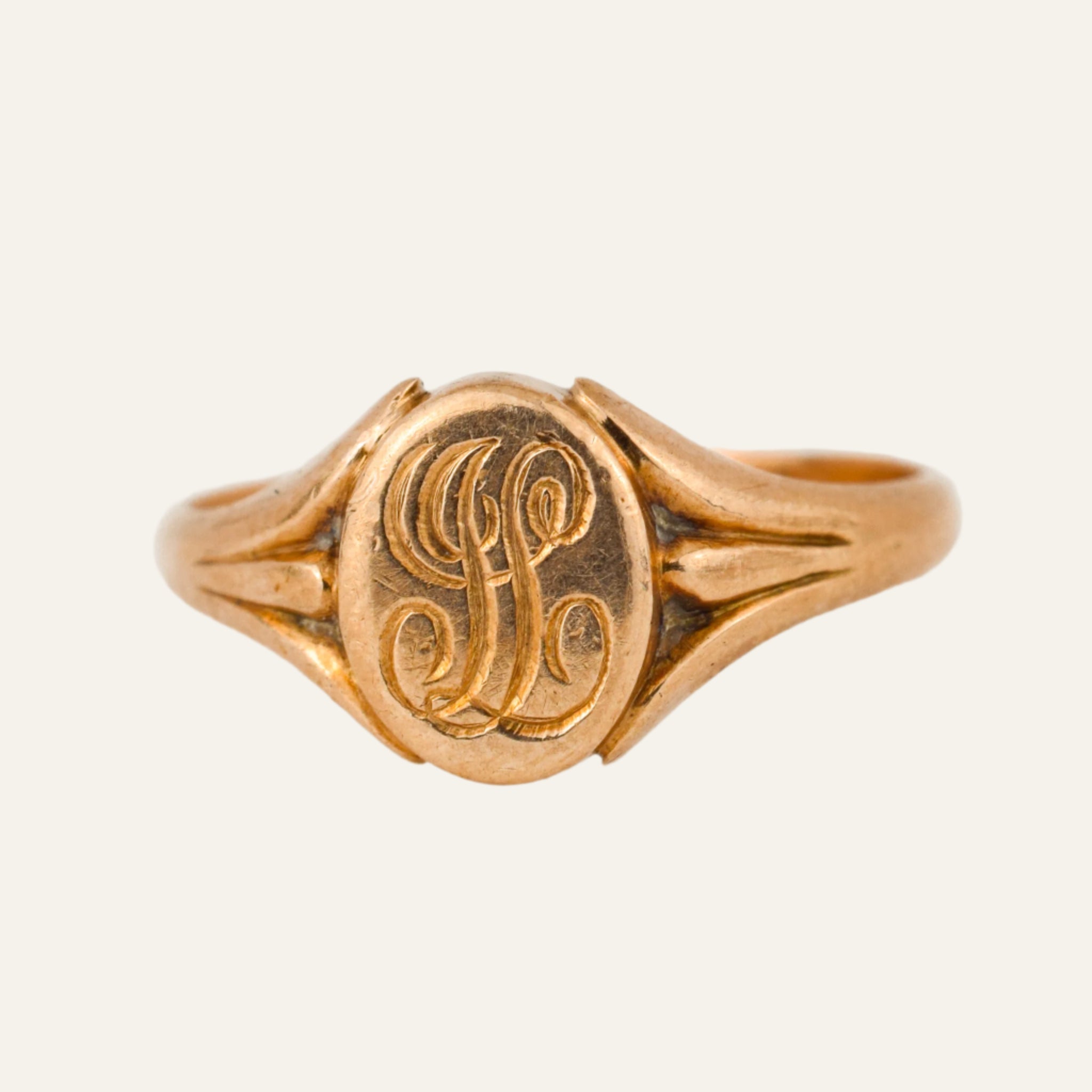 'H' Script Signet Ring
