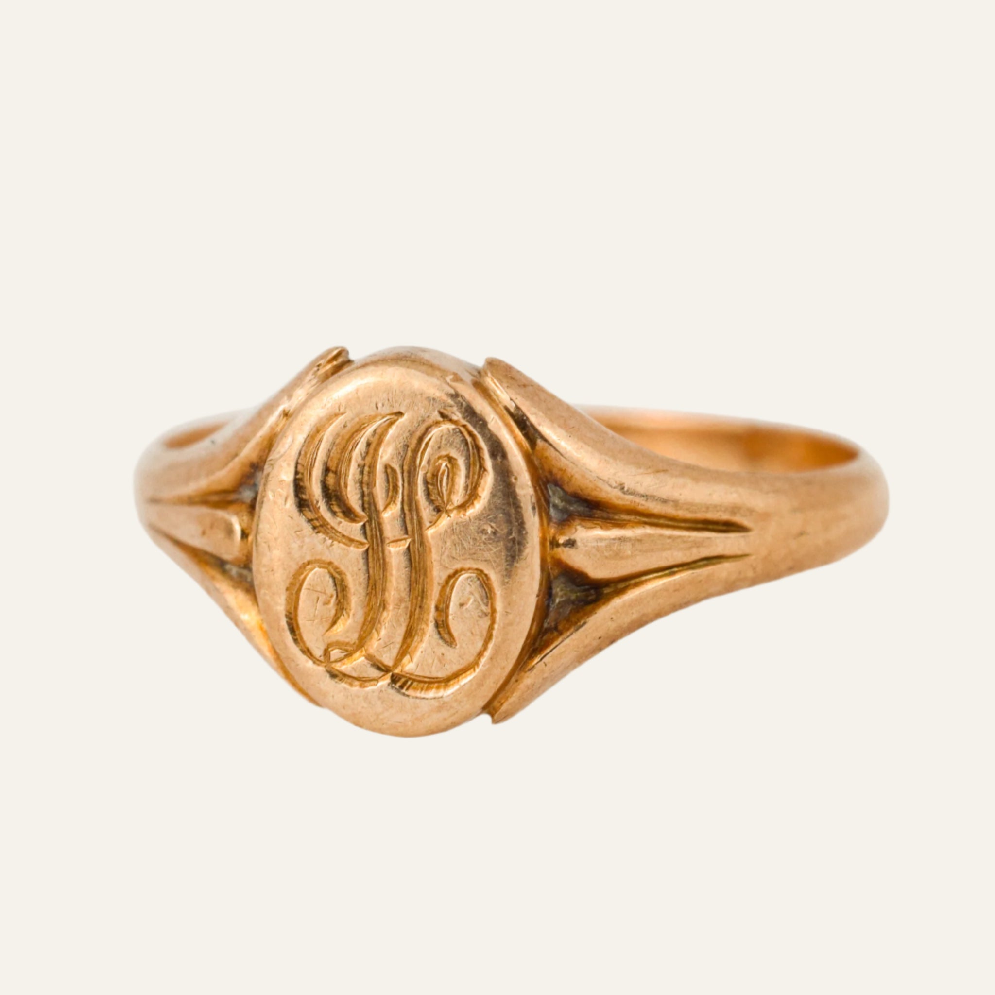 'H' Script Signet Ring
