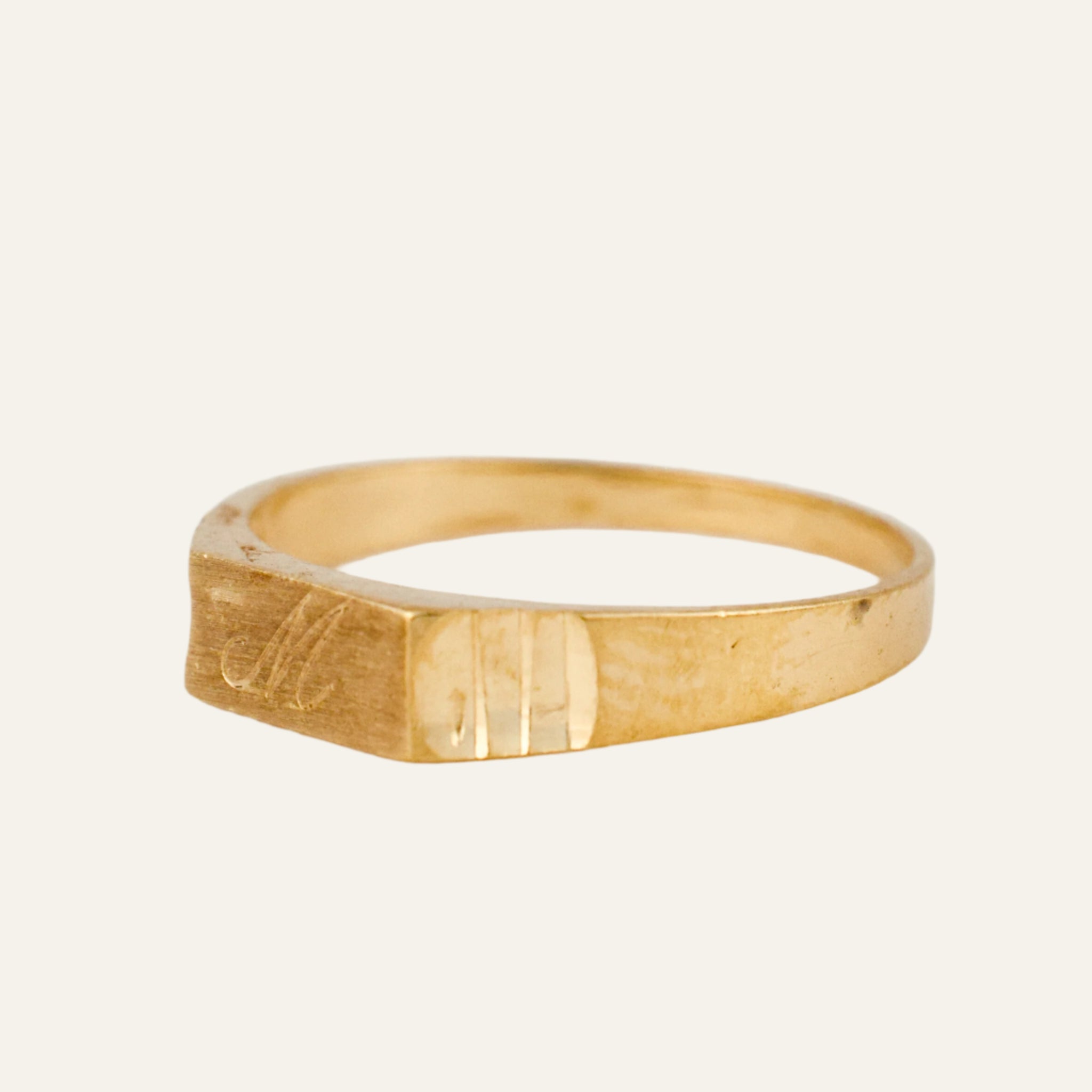 Dainty 'M' Bar Signet Ring