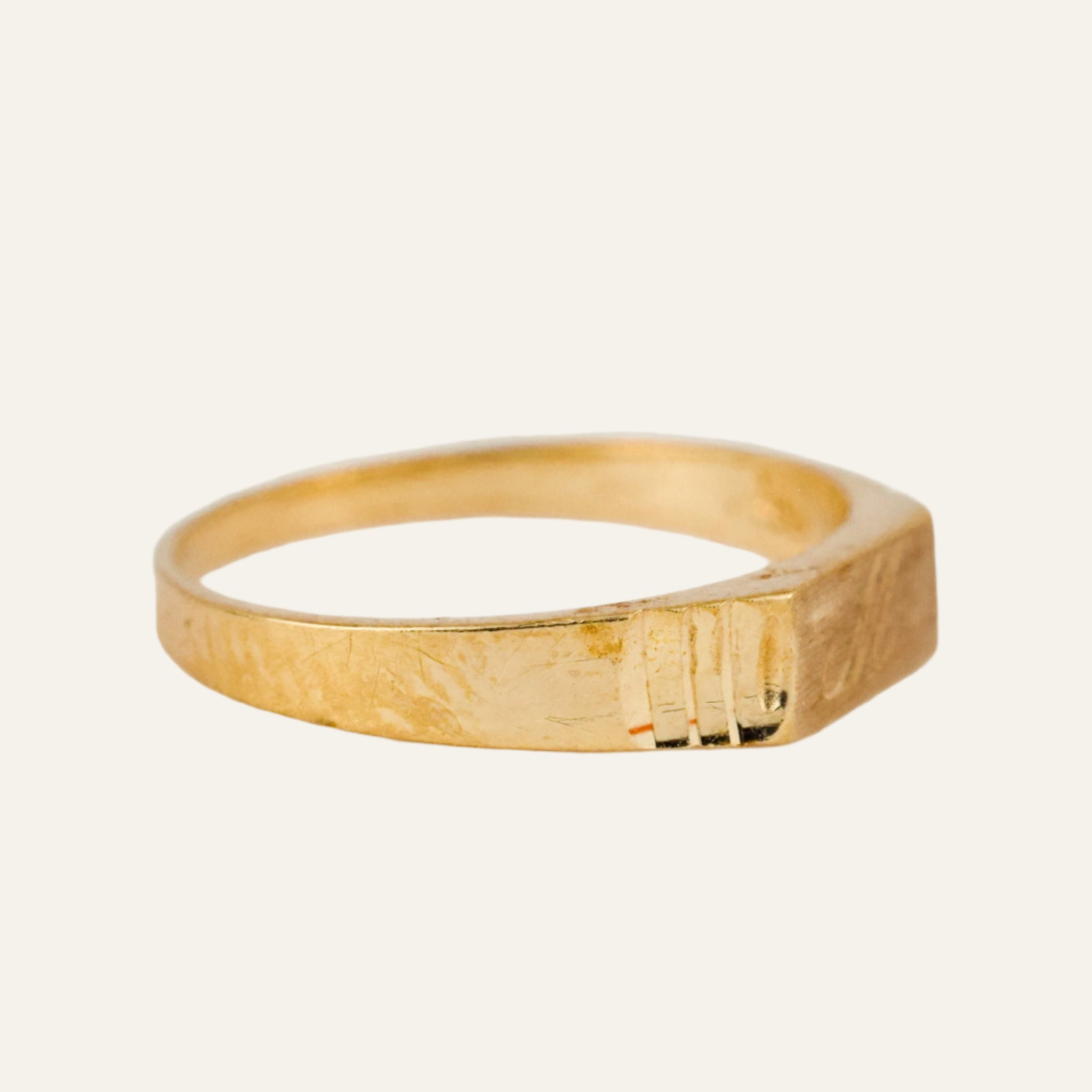 Dainty 'M' Bar Signet Ring