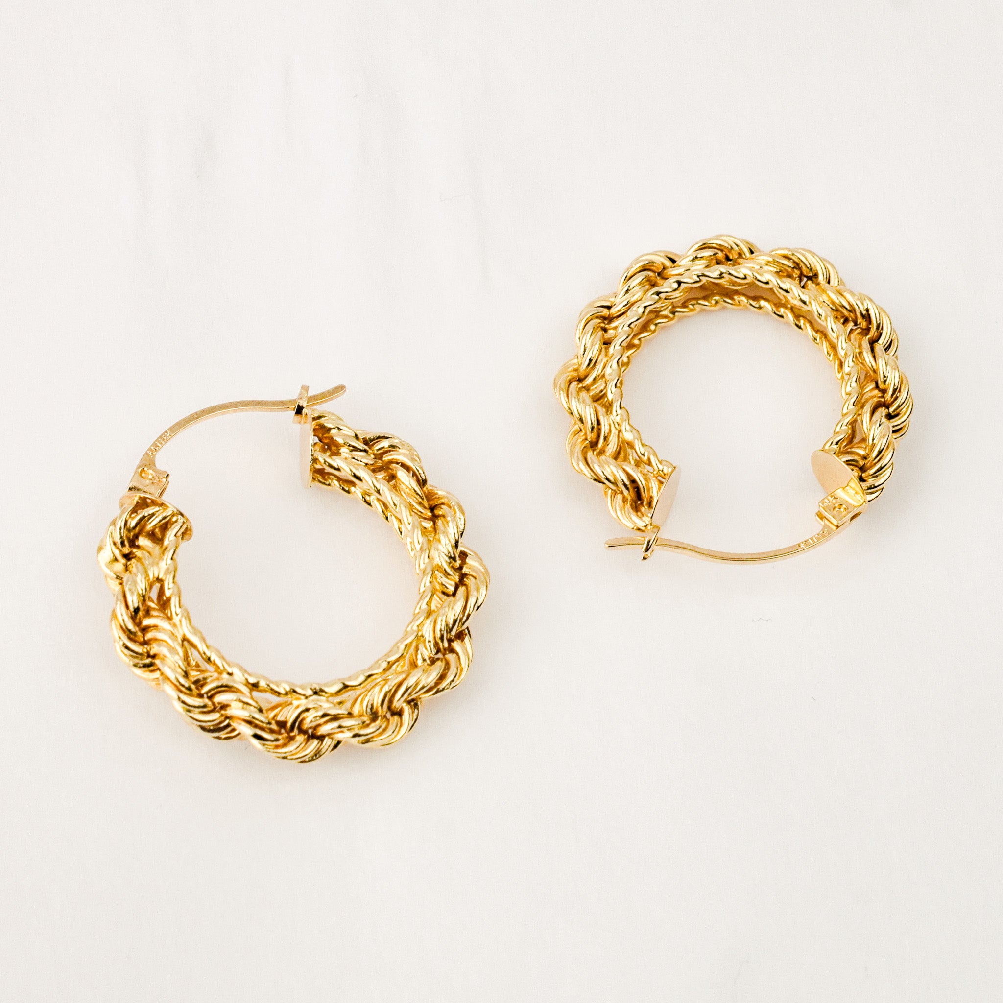 24 mm Rope Gold Hoop Earrings
