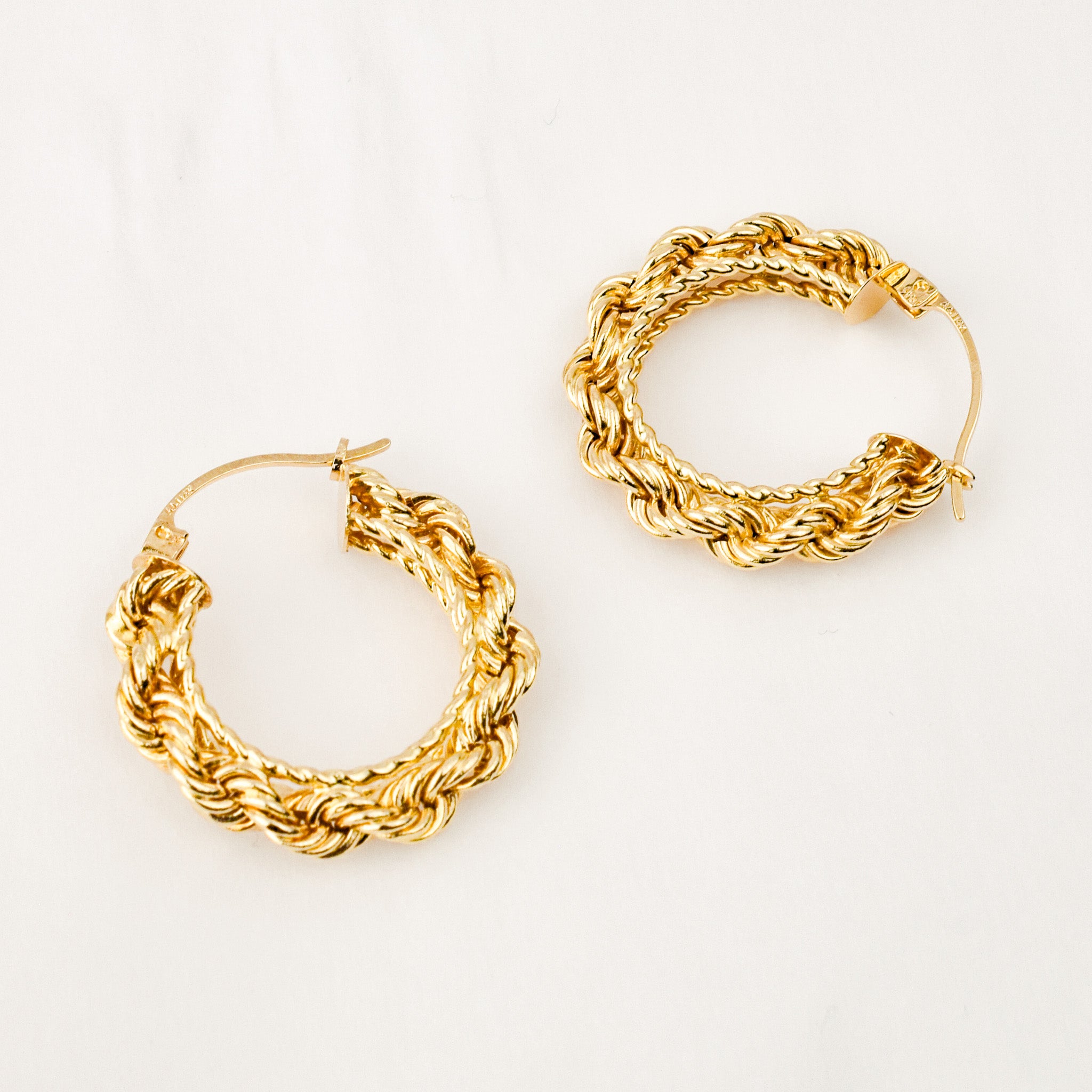 24 mm Rope Gold Hoop Earrings