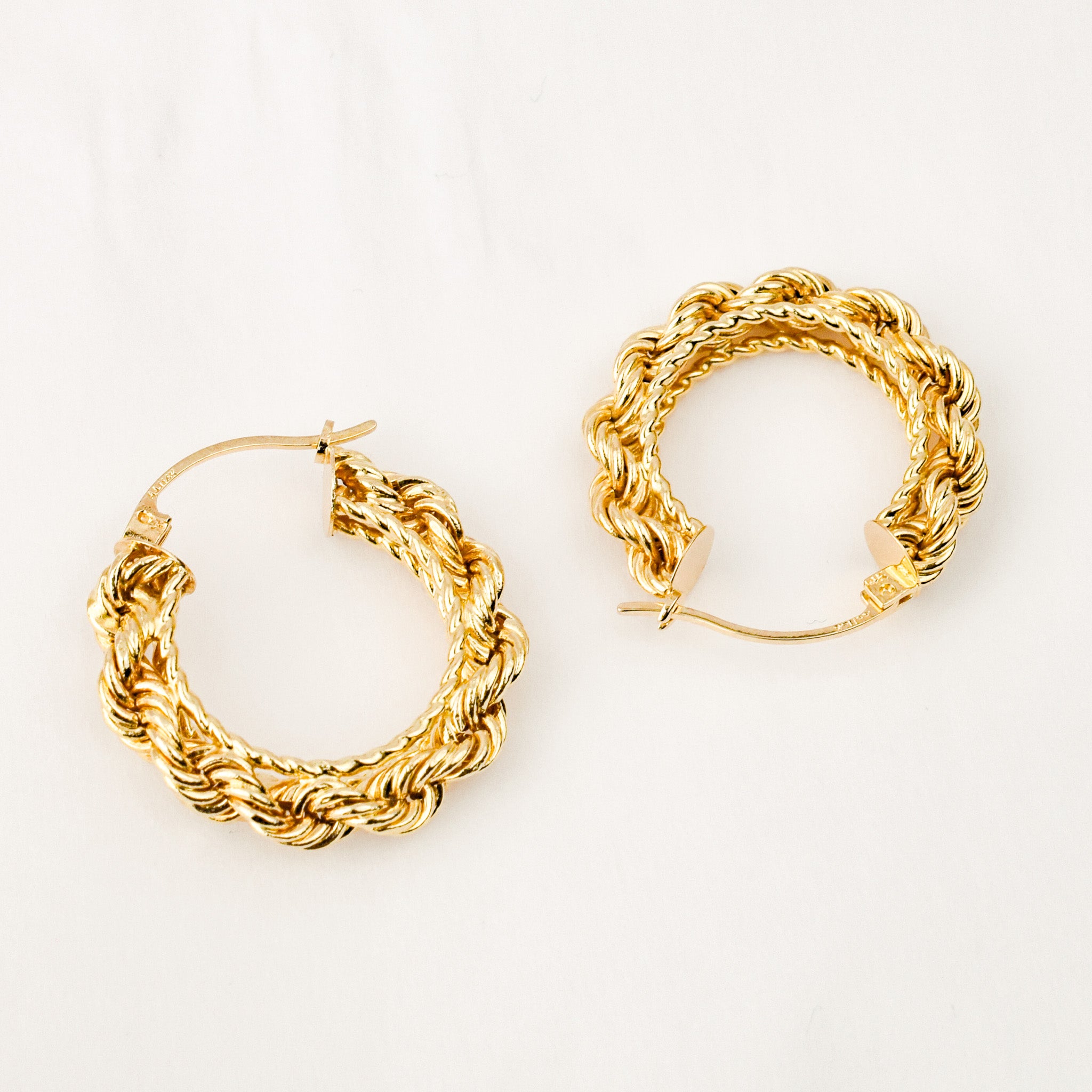 24 mm Rope Gold Hoop Earrings