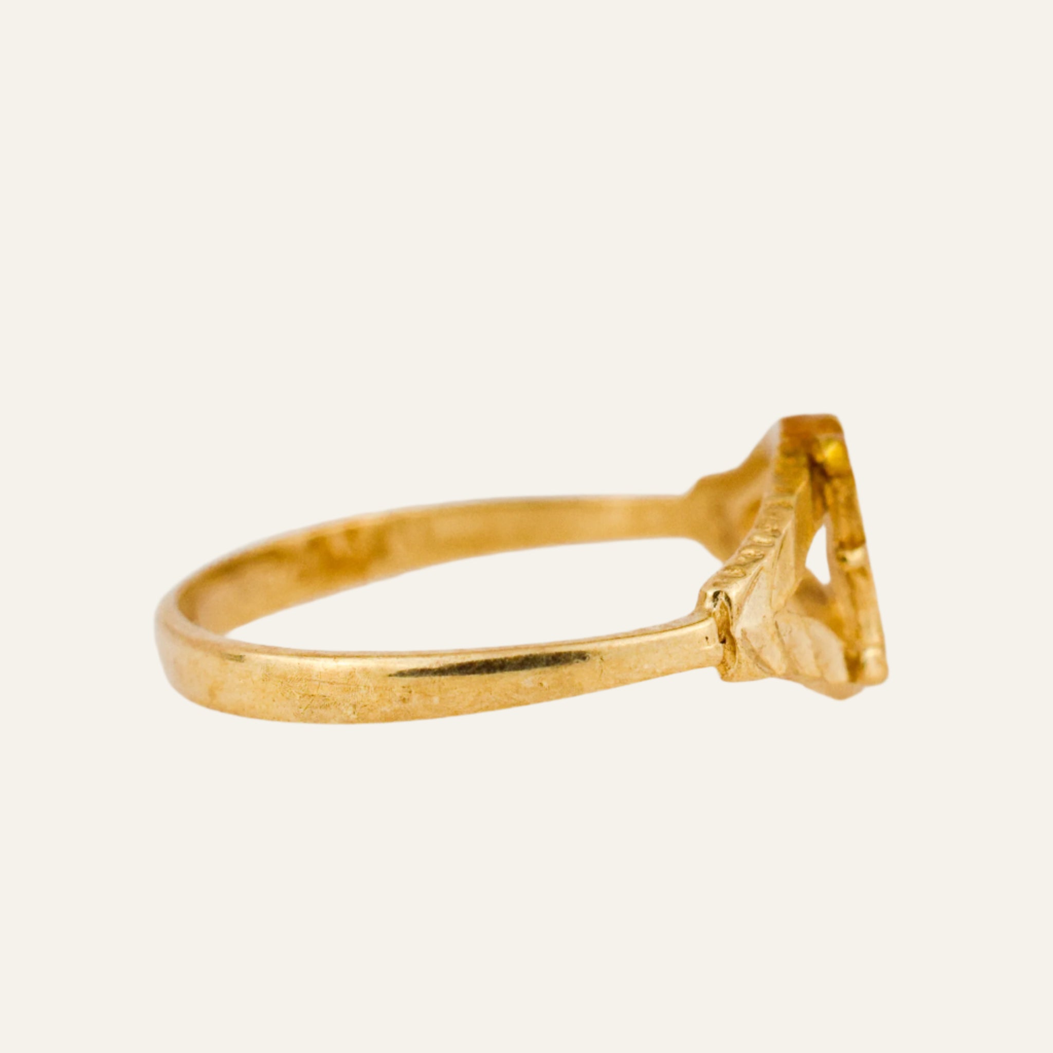 'R' Diamond Cut Signet Ring