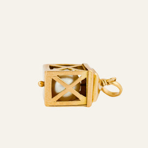 Gold Lantern Charm with Pearl