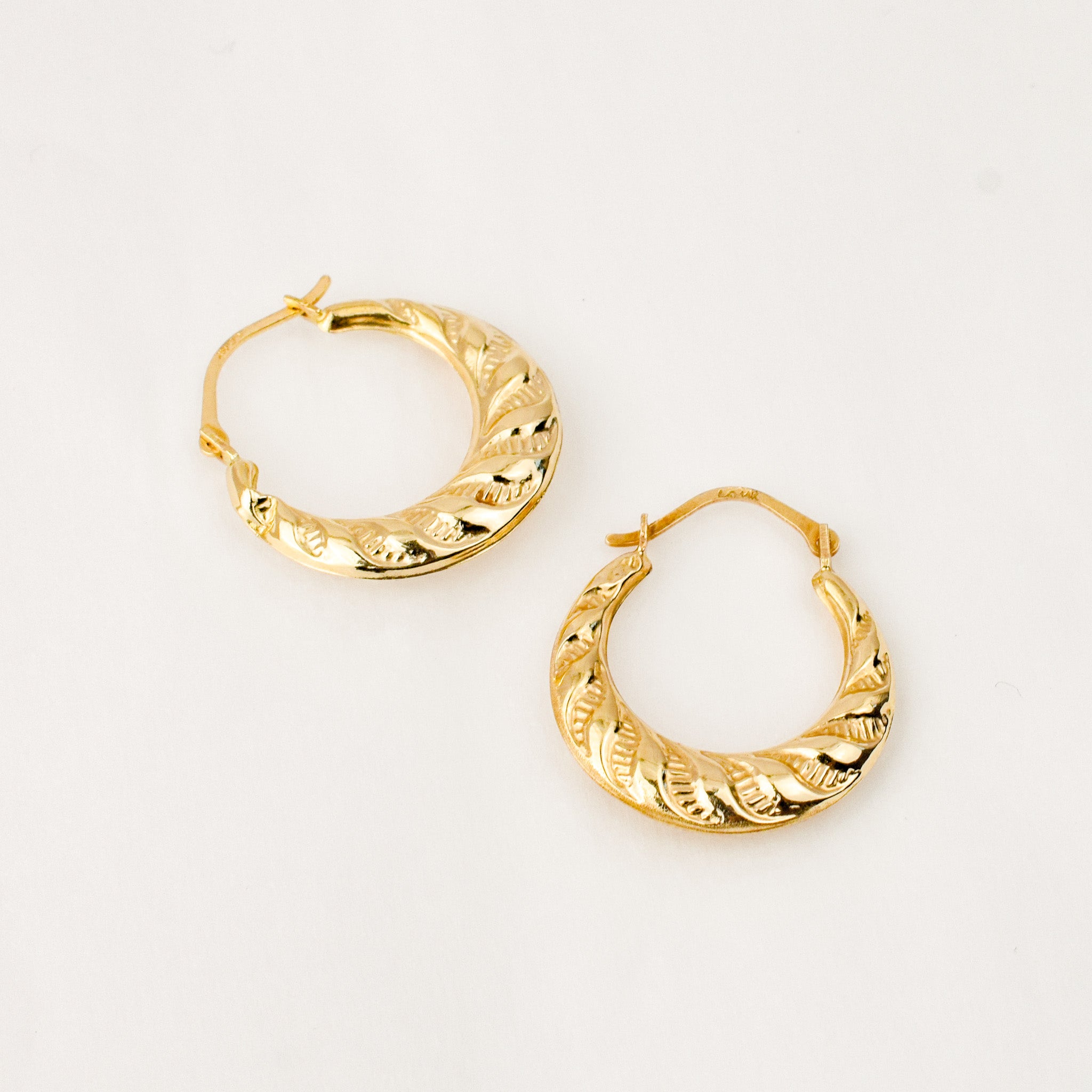 22.3 mm Rope Detail Gold Hoops