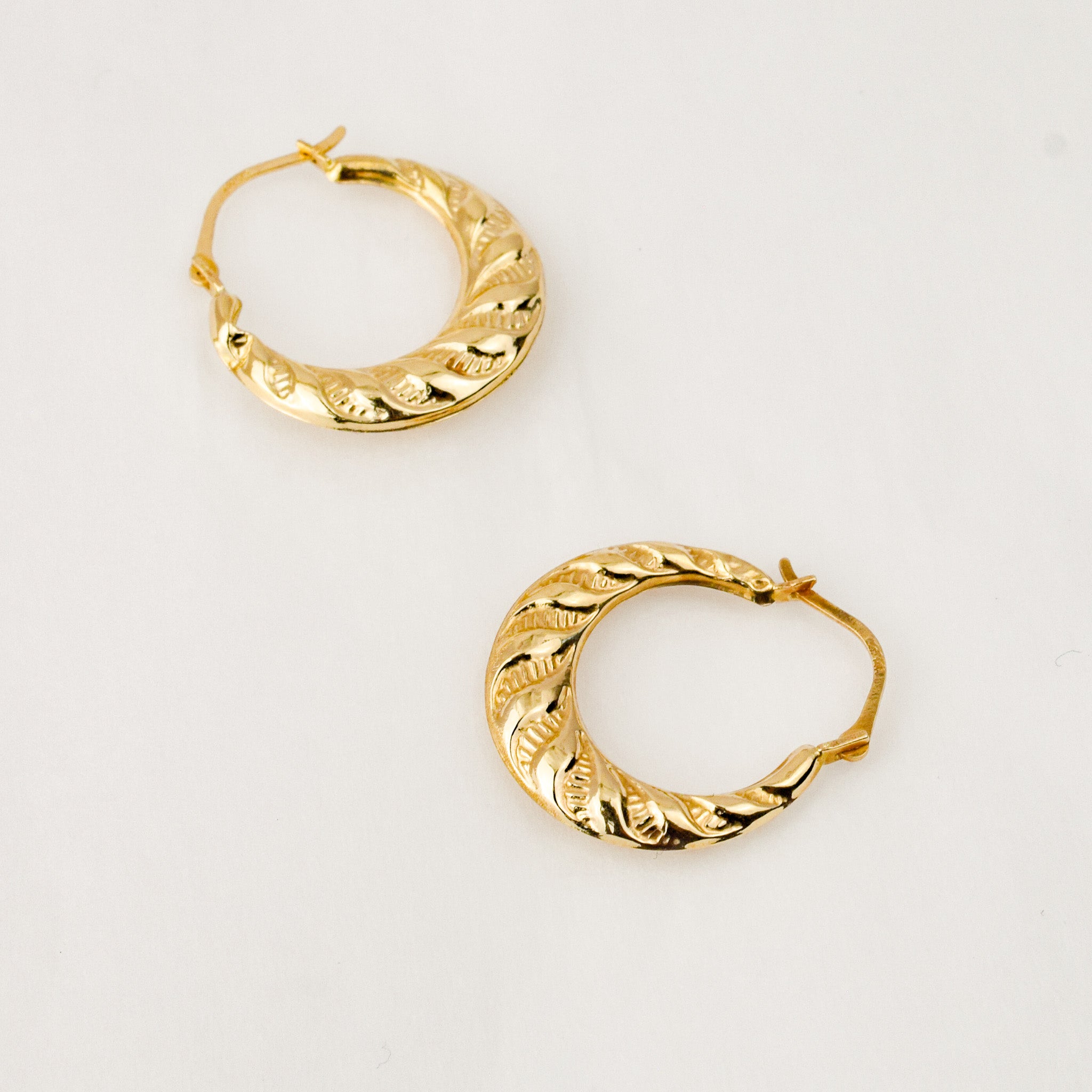 22.3 mm Rope Detail Gold Hoops