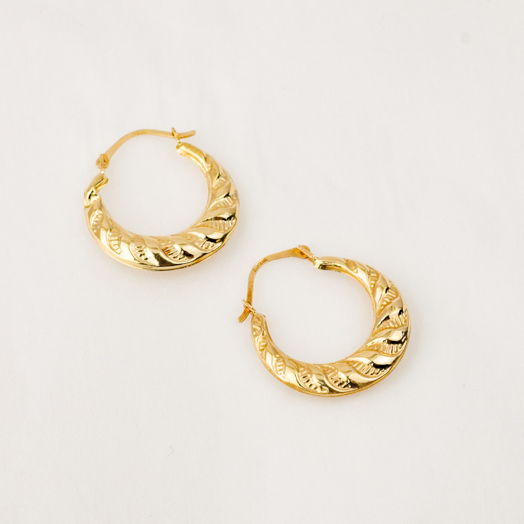 22.3 mm Rope Detail Gold Hoops