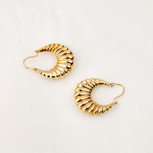 22.1 mm Gold Scallop Drop Hoops