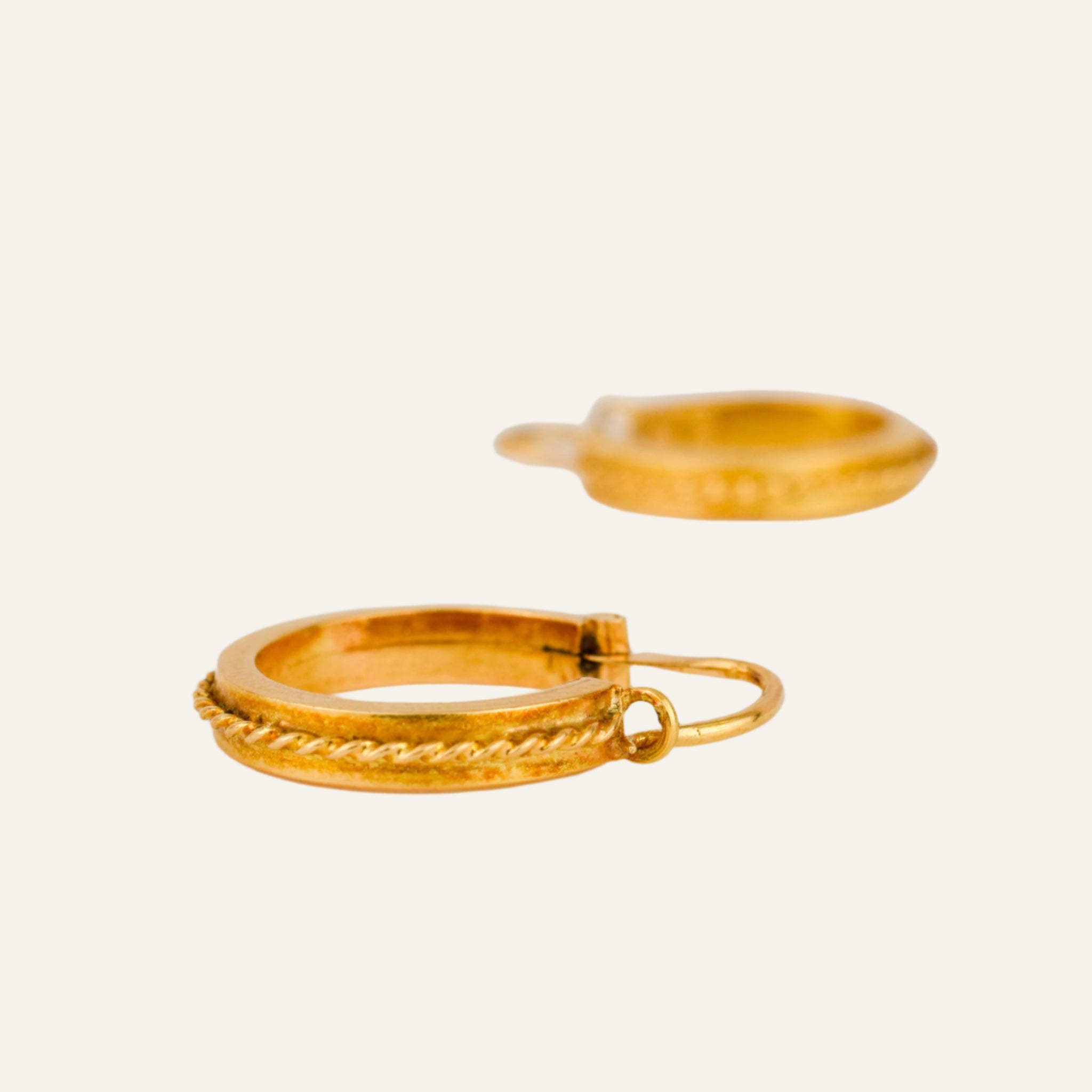 21.1 mm Gold Rope Detailing Drop Hoop Earrings