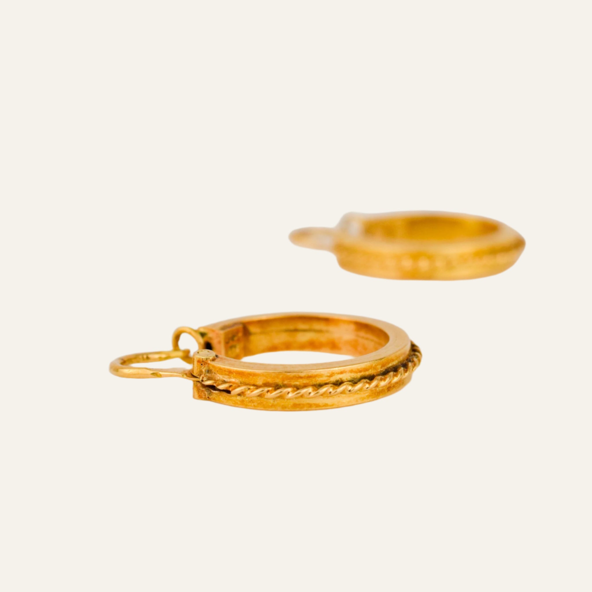 21.1 mm Gold Rope Detailing Drop Hoop Earrings