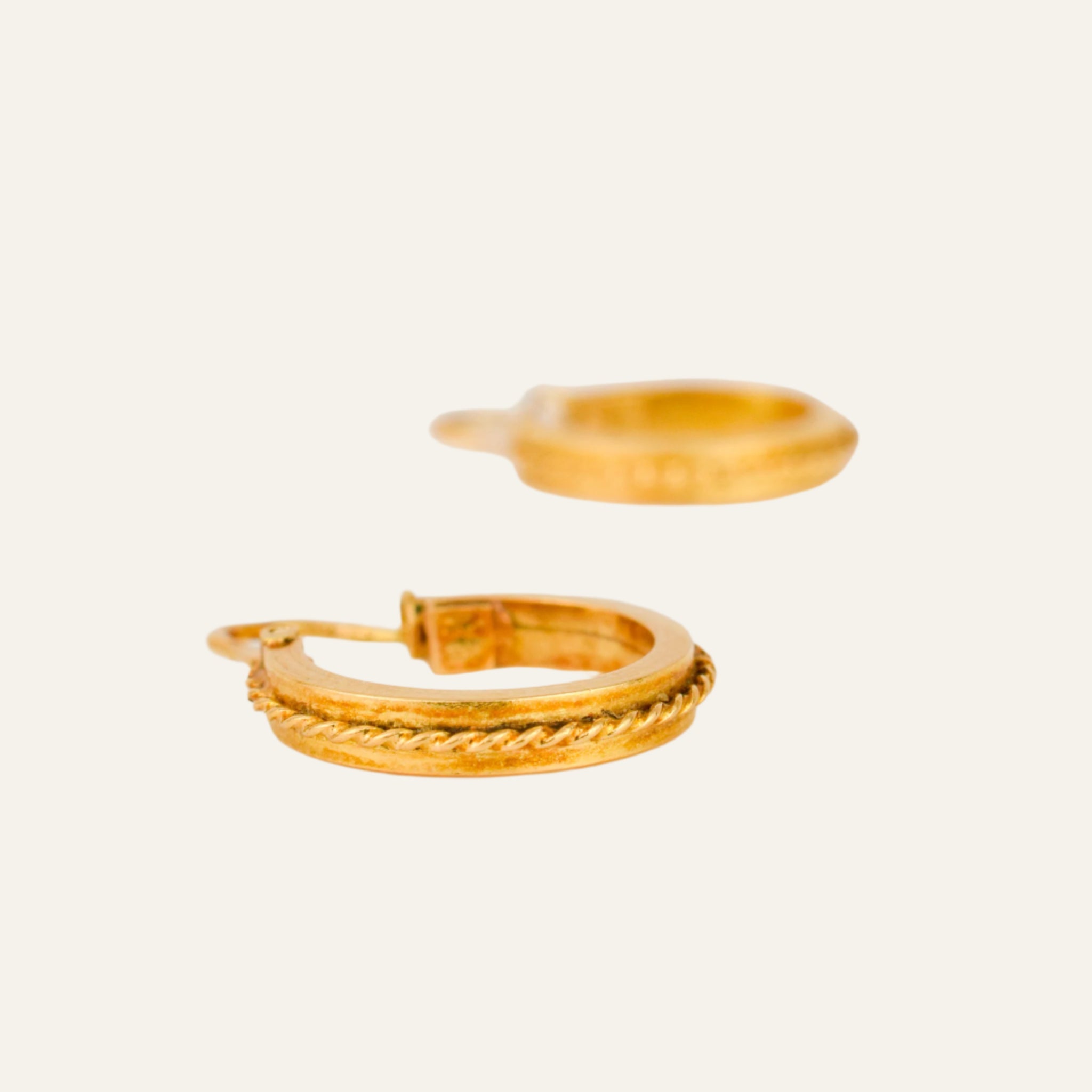 21.1 mm Gold Rope Detailing Drop Hoop Earrings