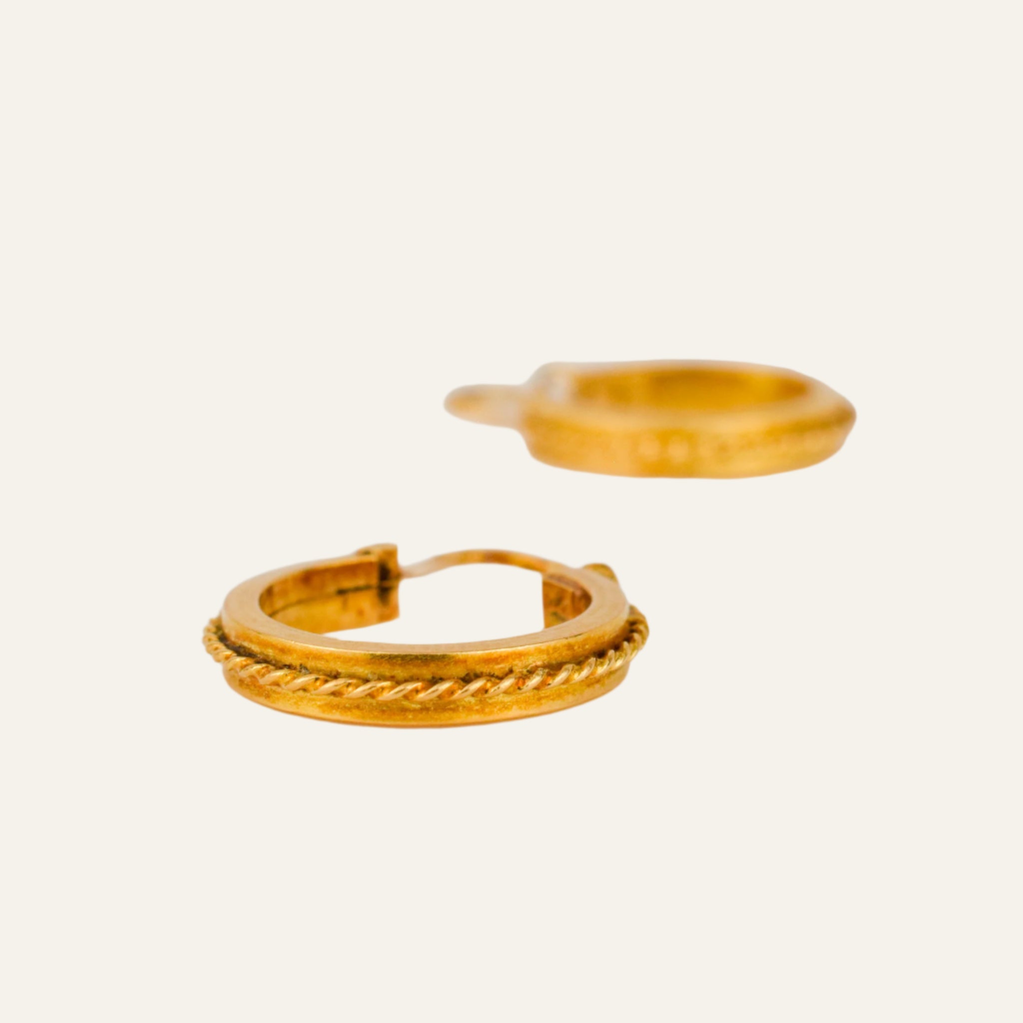 21.1 mm Gold Rope Detailing Drop Hoop Earrings
