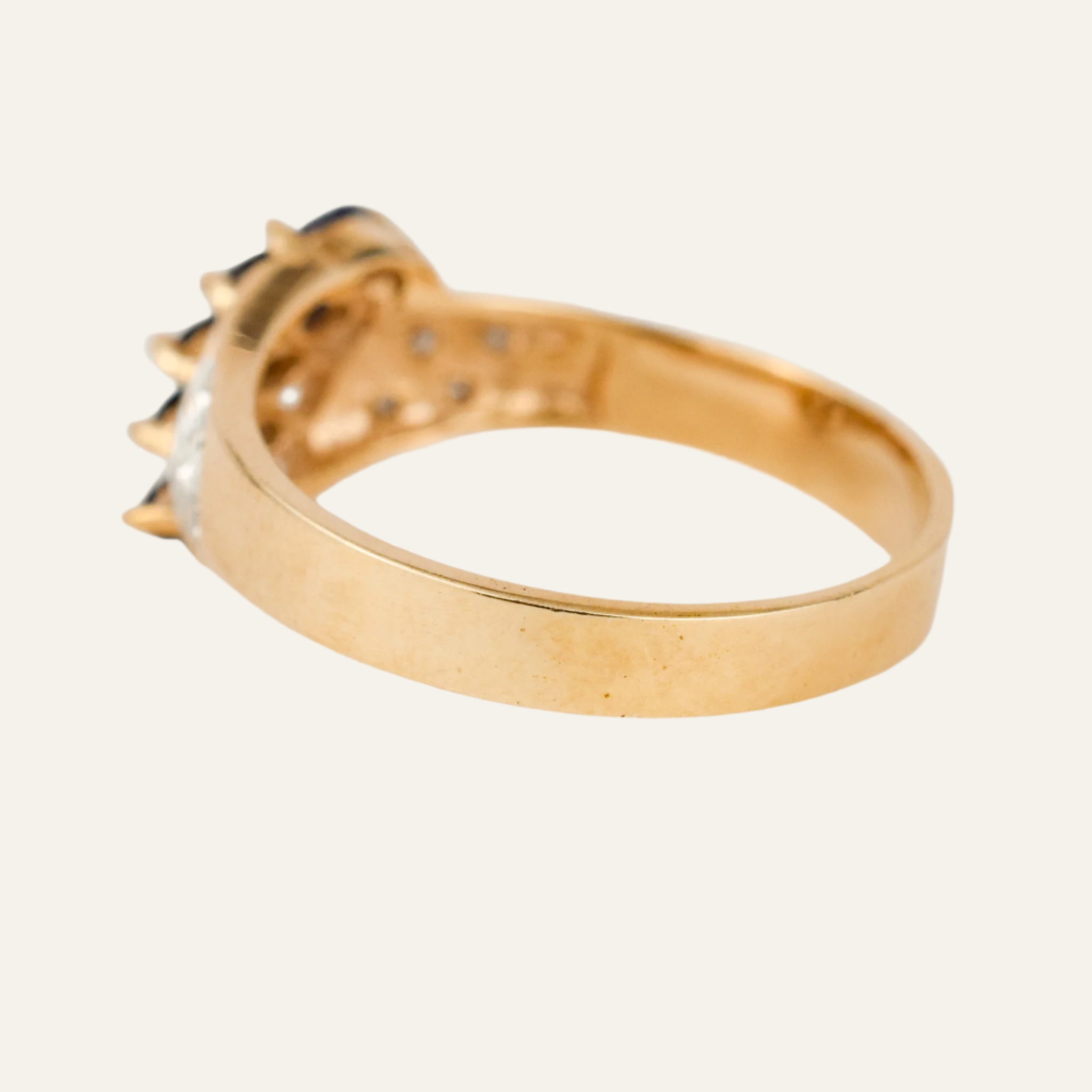 Slanted Sapphire and Diamond Ring