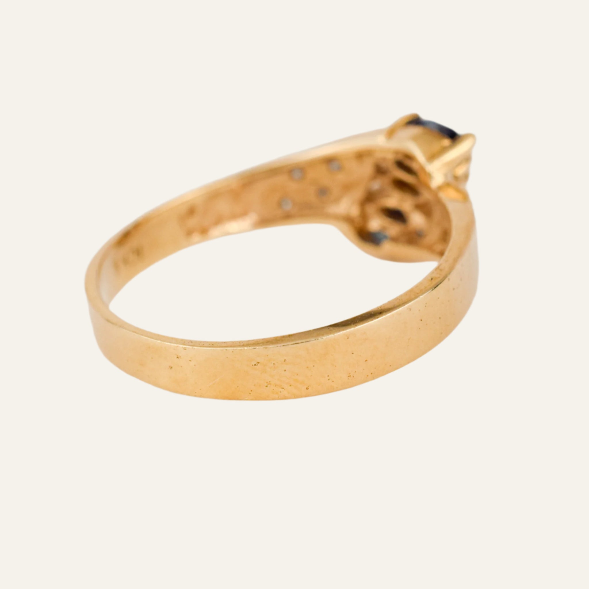 Slanted Sapphire and Diamond Ring