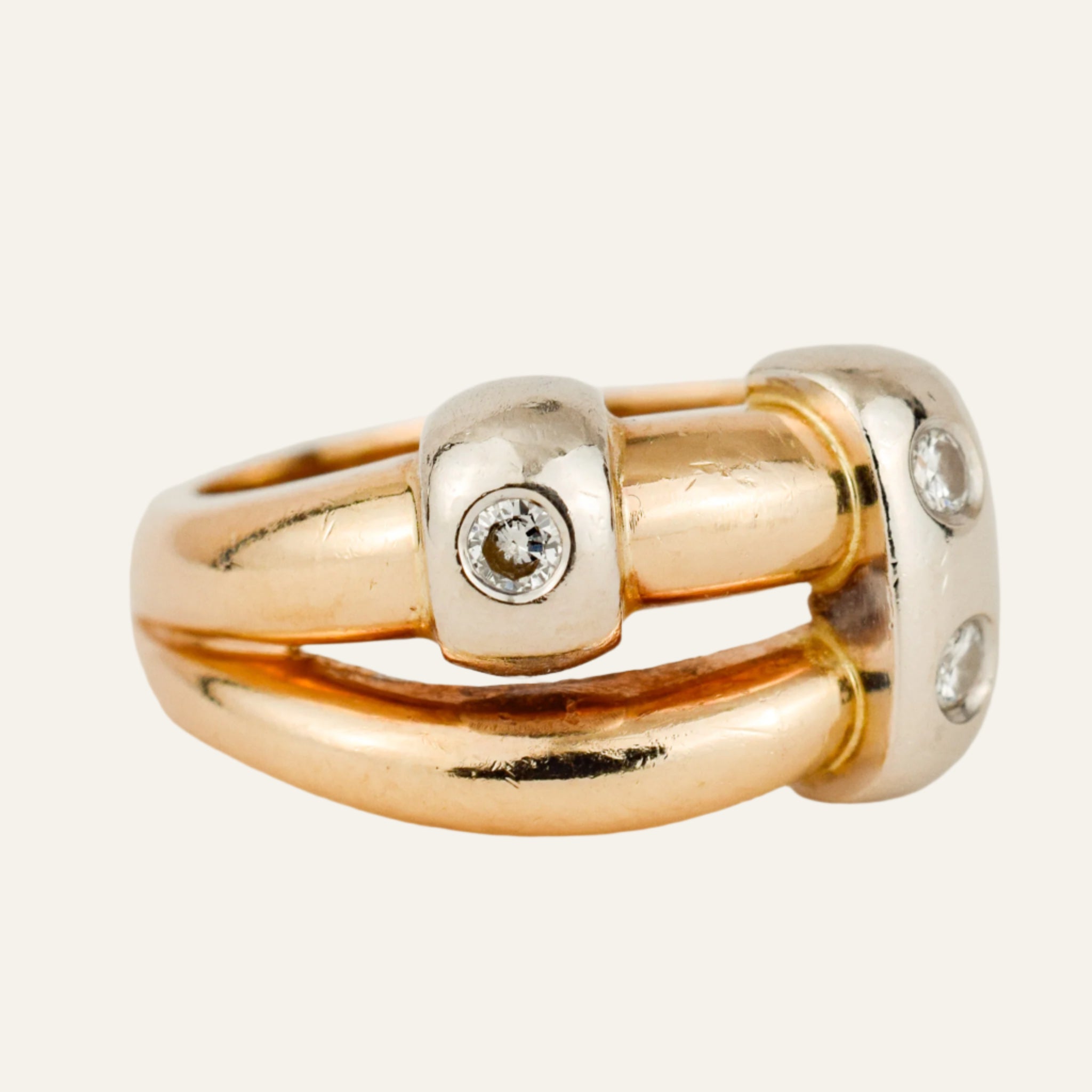 Chunky Diamond Bypass Gold Ring