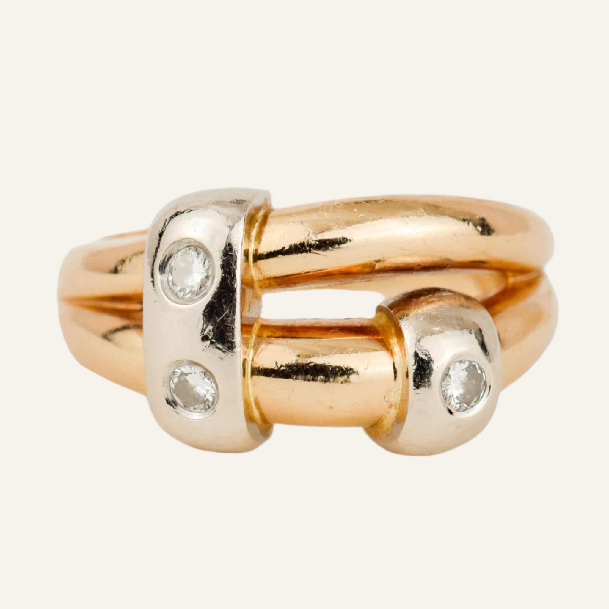 Chunky Diamond Bypass Gold Ring