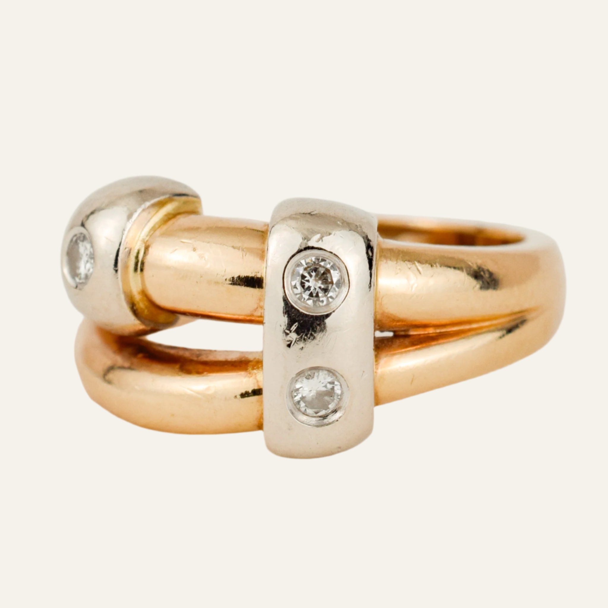 Chunky Diamond Bypass Gold Ring