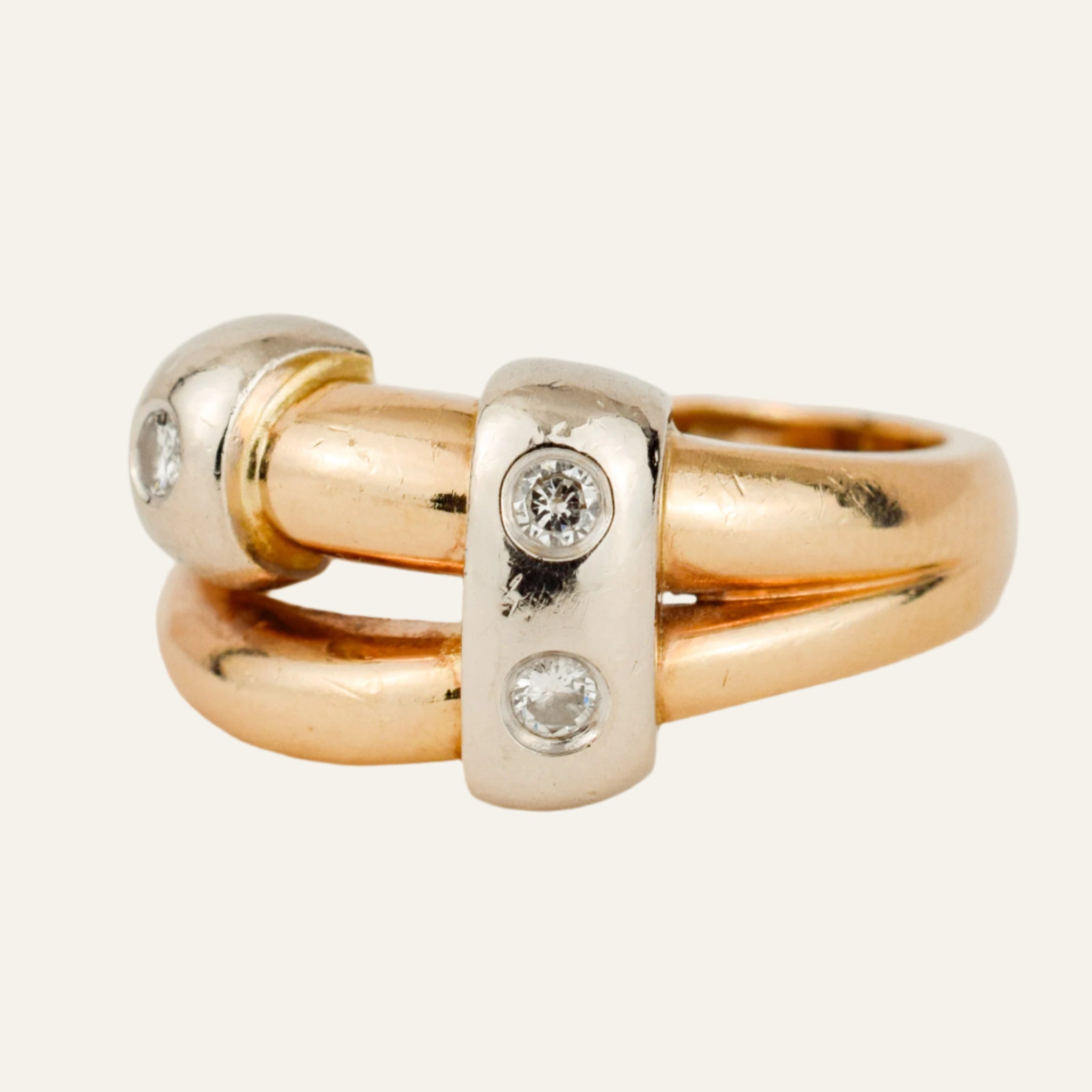 Chunky Diamond Bypass Gold Ring