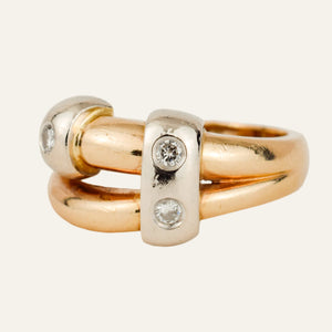 Chunky Diamond Bypass Gold Ring