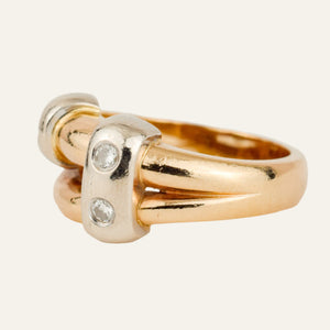 Chunky Diamond Bypass Gold Ring