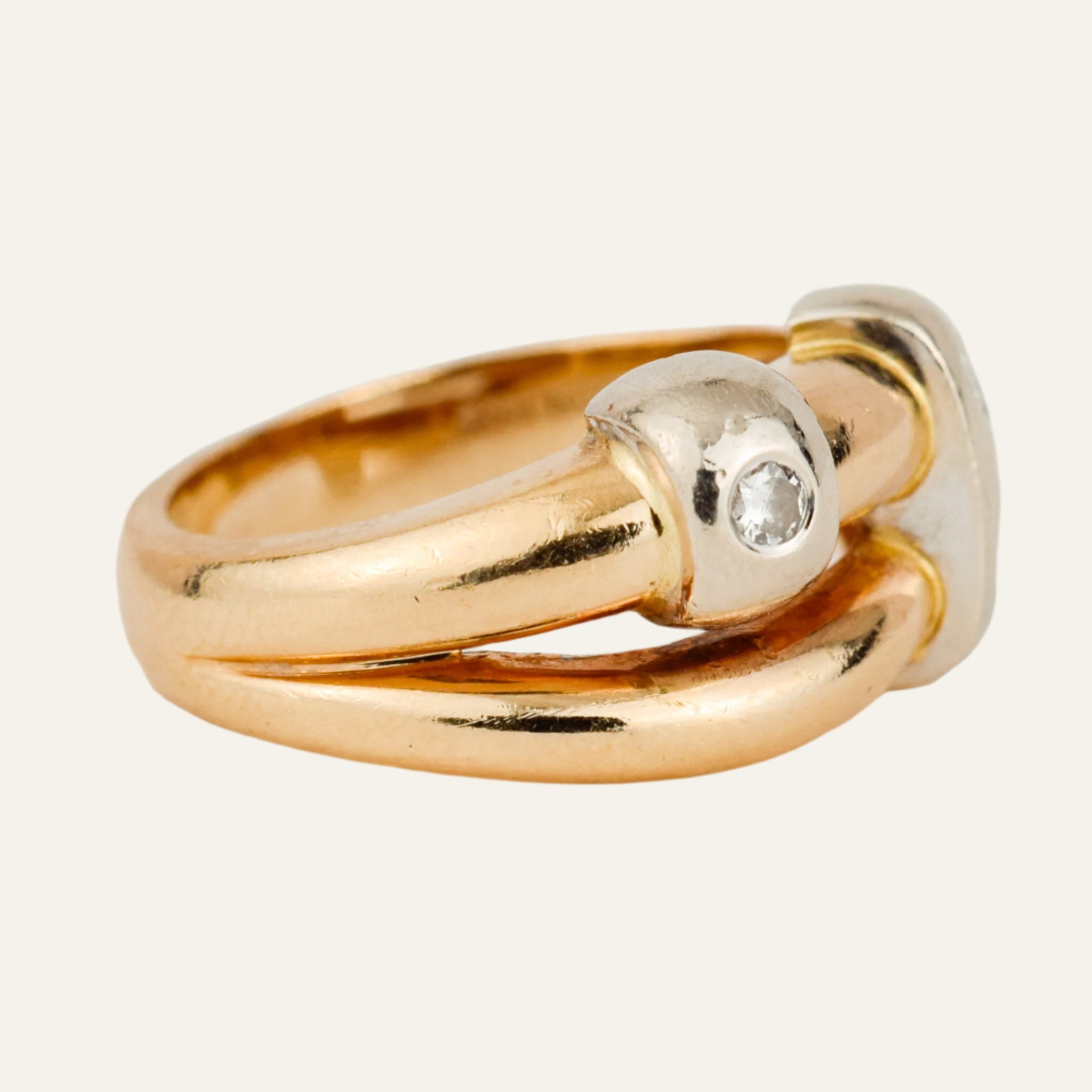 Chunky Diamond Bypass Gold Ring