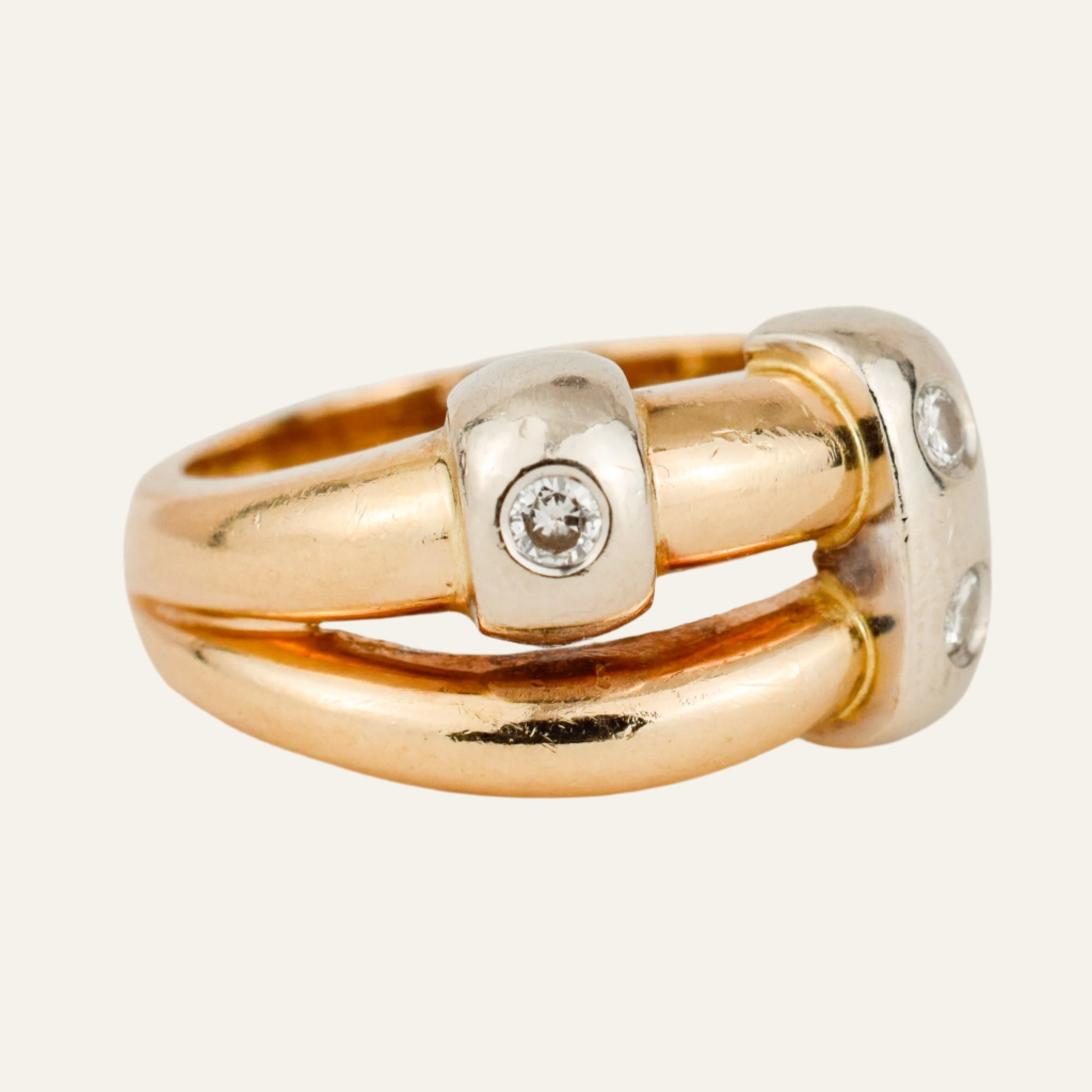 Chunky Diamond Bypass Gold Ring