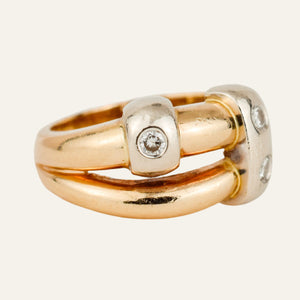 Chunky Diamond Bypass Gold Ring