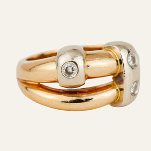 Chunky Diamond Bypass Gold Ring