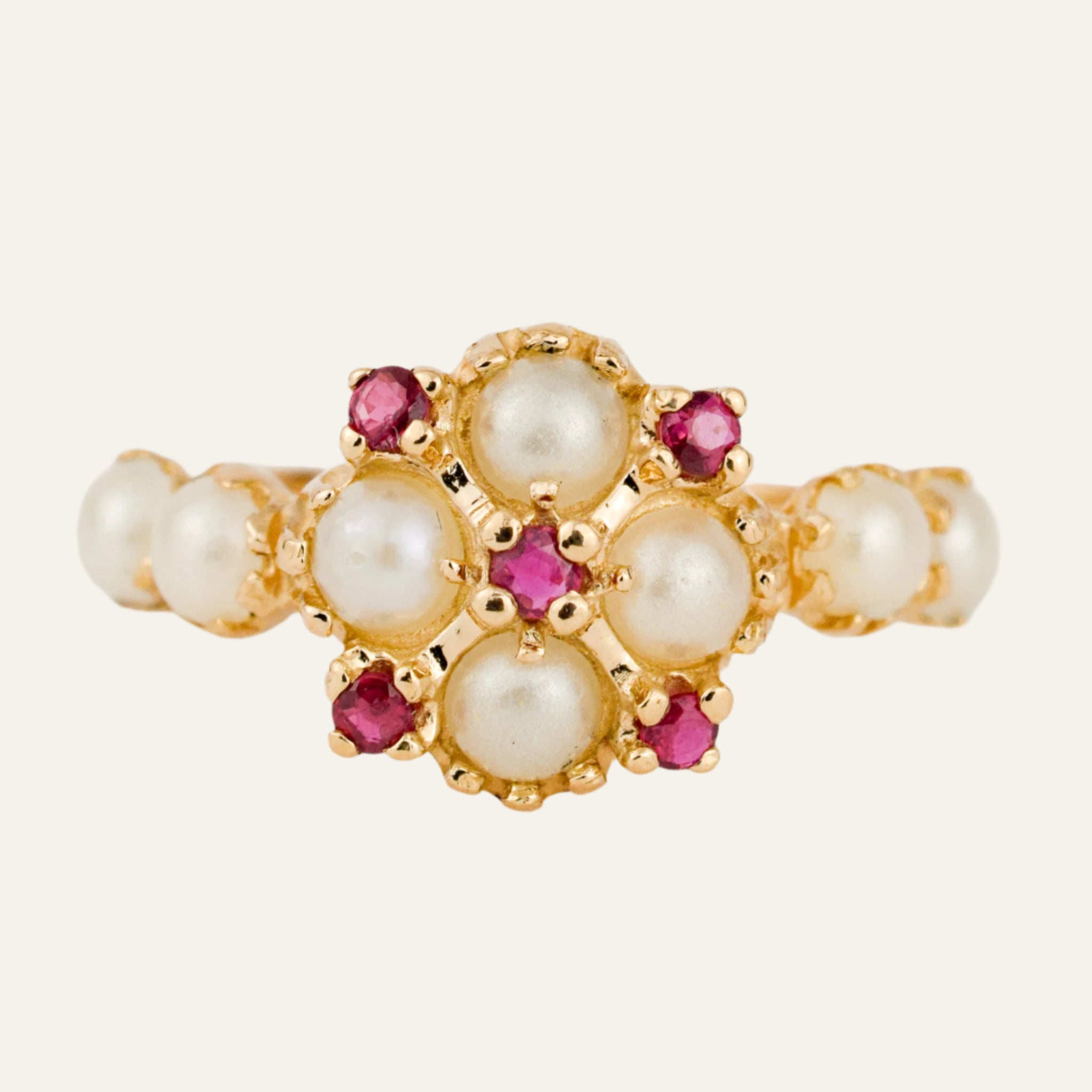 Regal Pearl and Ruby Ring