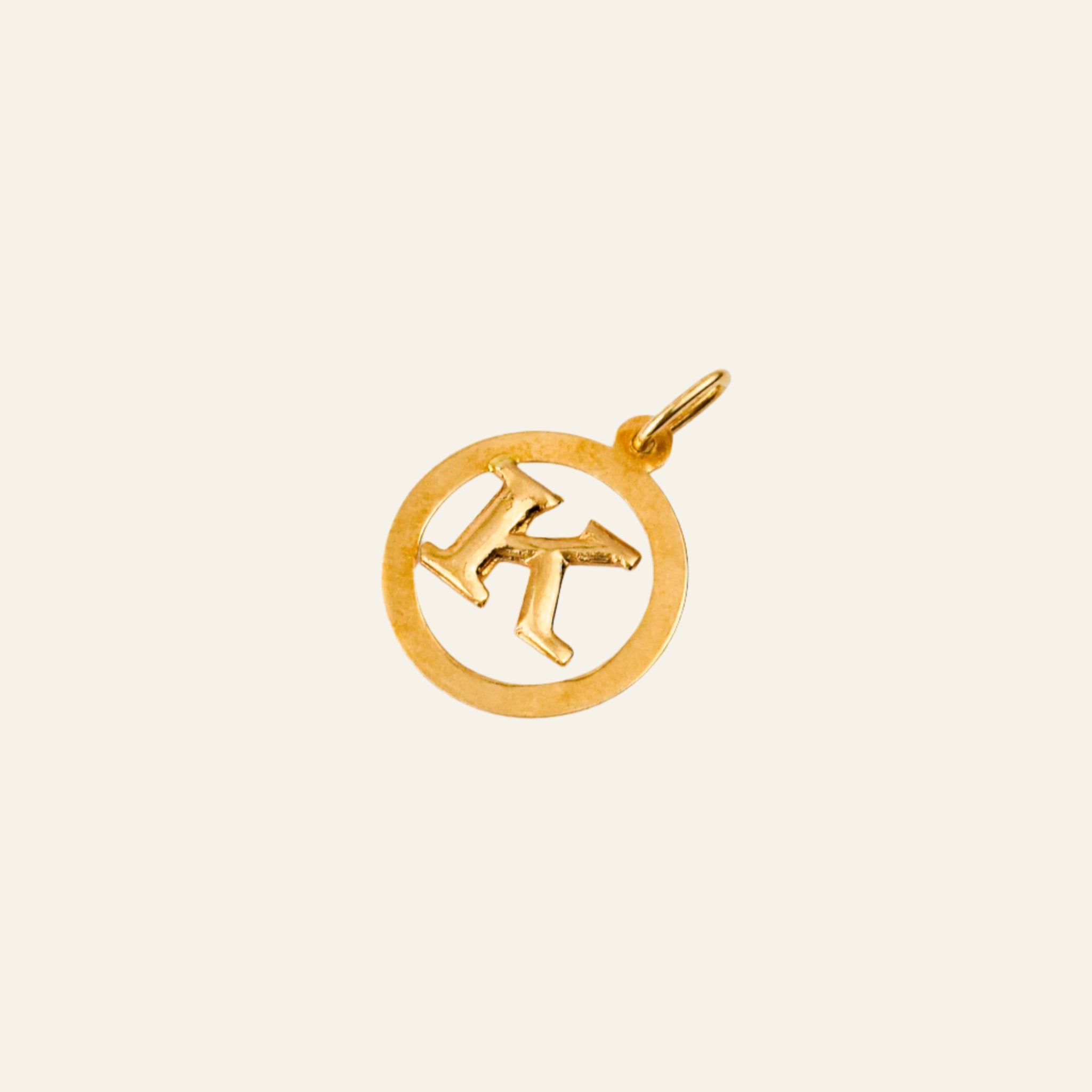 vintage gold Circular 'K' Charm