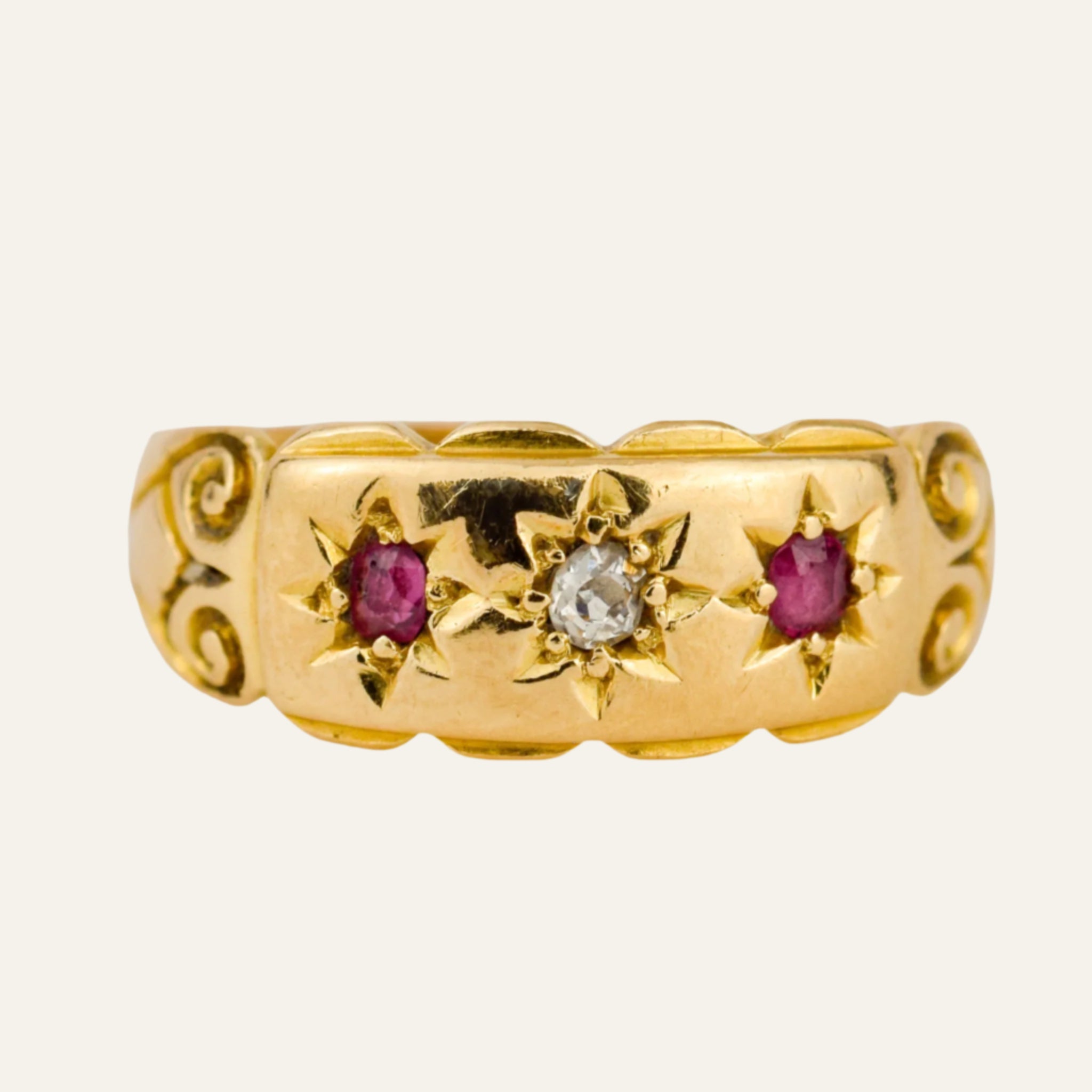 Antique Ruby and Diamond Trilogy Ring